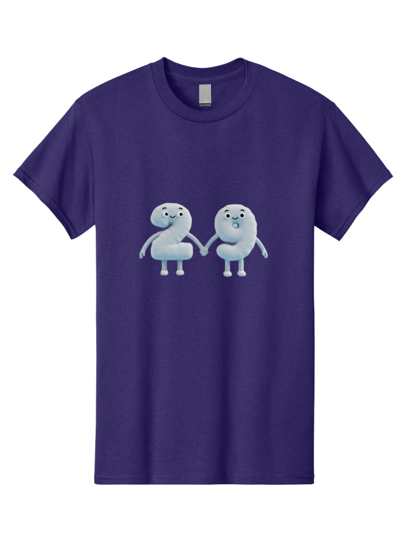 Comma-And-Full-Stop Men'S Graphic Tee, 100% Cotton, Comfortable Casual Summer Wear, Machine Washable, Cartoon Punctuation Marks, Comma And Full Stop Holding Hands, Friendly Symbols, 3D Characters, Cute Illustrations, Punctuation Personified, Bab810