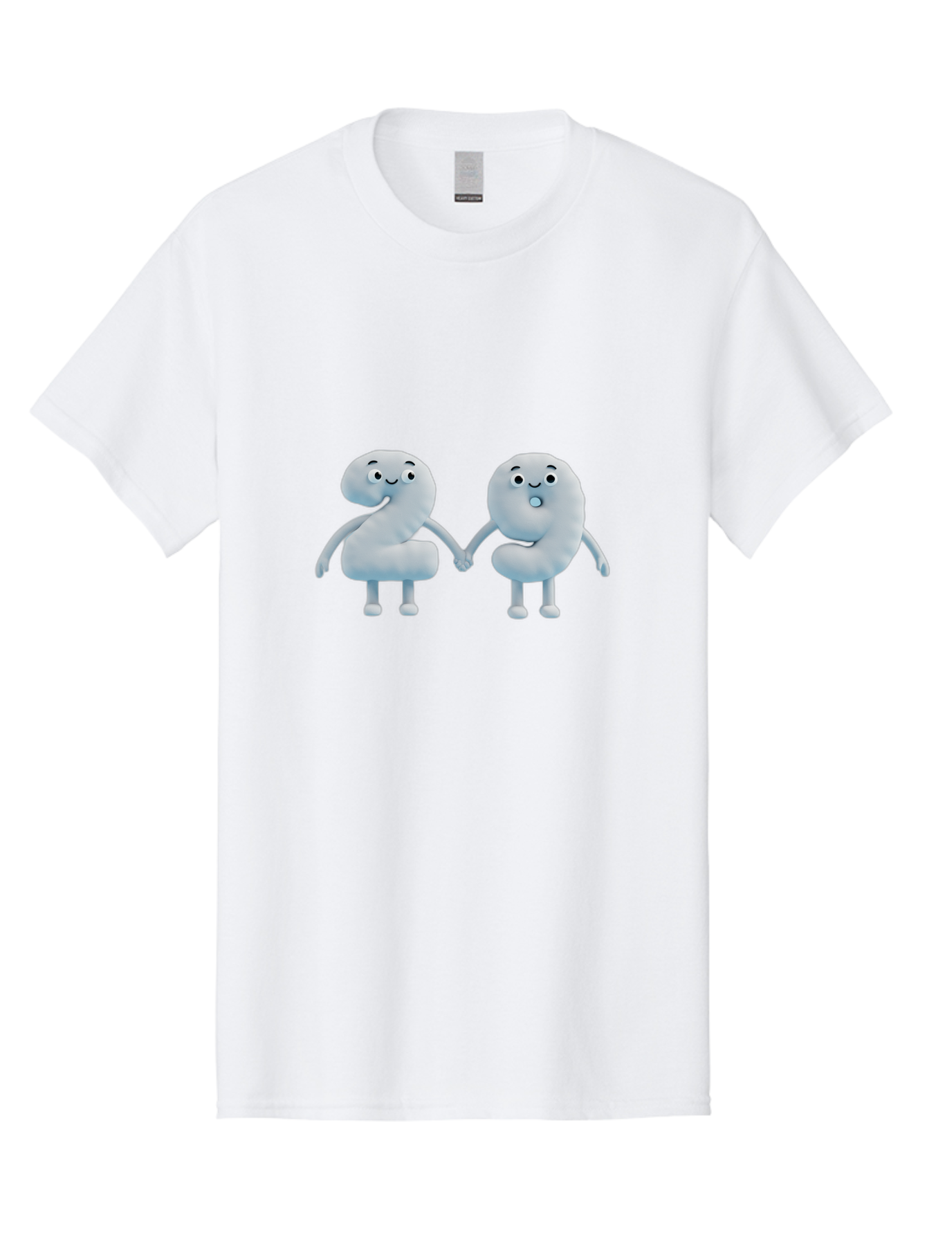 Comma-And-Full-Stop Men'S Graphic Tee, 100% Cotton, Comfortable Casual Summer Wear, Machine Washable, Cartoon Punctuation Marks, Comma And Full Stop Holding Hands, Friendly Symbols, 3D Characters, Cute Illustrations, Punctuation Personified, Bab810