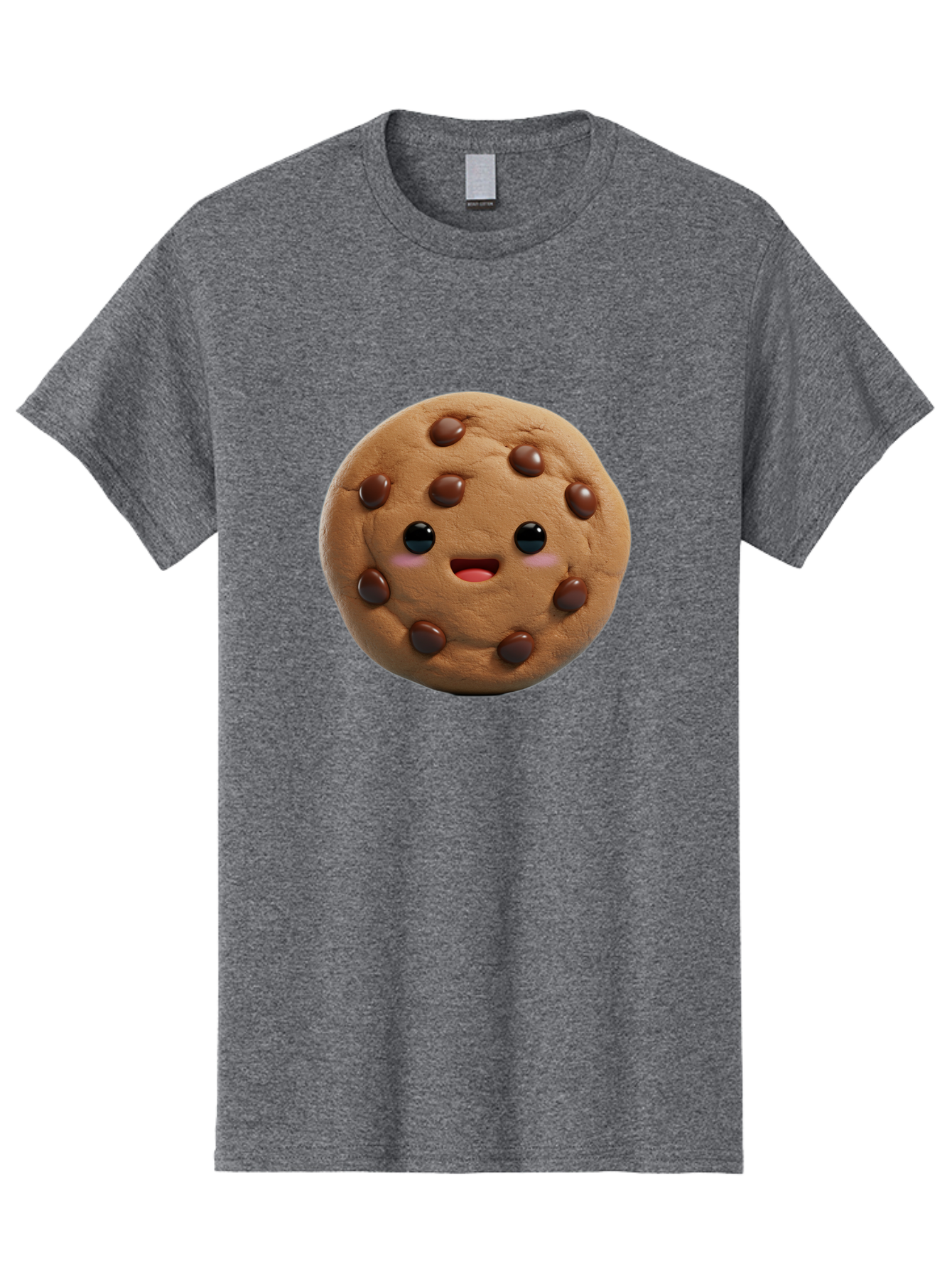 Cookie Men'S Graphic Tee, 100% Cotton, Comfortable Casual Summer Wear, Machine Washable, Chocolate Chip Cookie, Cartoon Cookie, Cookie Character, Cookie Face, Cute Cookie, Cookie Smile, Cookie Eyes, Cookie Mouth, Chocolate Chips Bab811