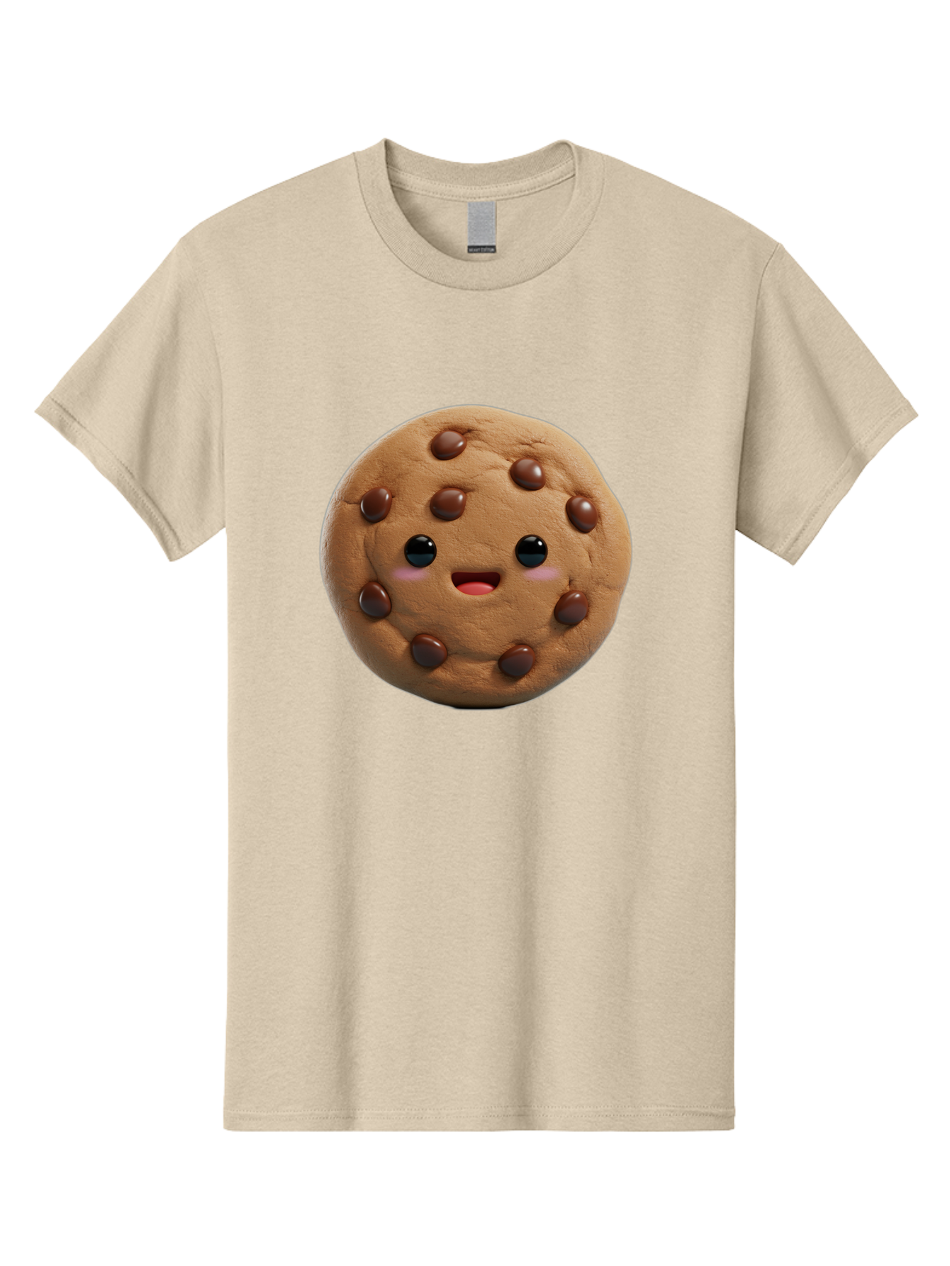 Cookie Men'S Graphic Tee, 100% Cotton, Comfortable Casual Summer Wear, Machine Washable, Chocolate Chip Cookie, Cartoon Cookie, Cookie Character, Cookie Face, Cute Cookie, Cookie Smile, Cookie Eyes, Cookie Mouth, Chocolate Chips Bab811