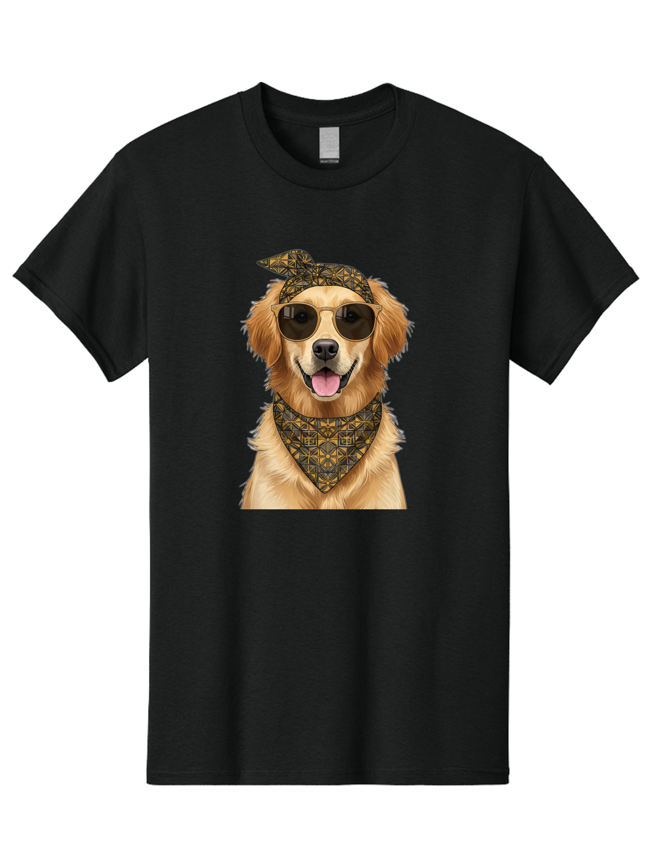 Cool-Dog-3 Men'S Graphic Tee, 100% Cotton, Comfortable Casual Summer Wear, Machine Washable, Happy Dog, Golden Retriever, Sunglasses, Bandana, Cool Dog, Furry Friend, Funky Pet, Trendy Animal, Dog Accessories, Pet Fashion Bab814