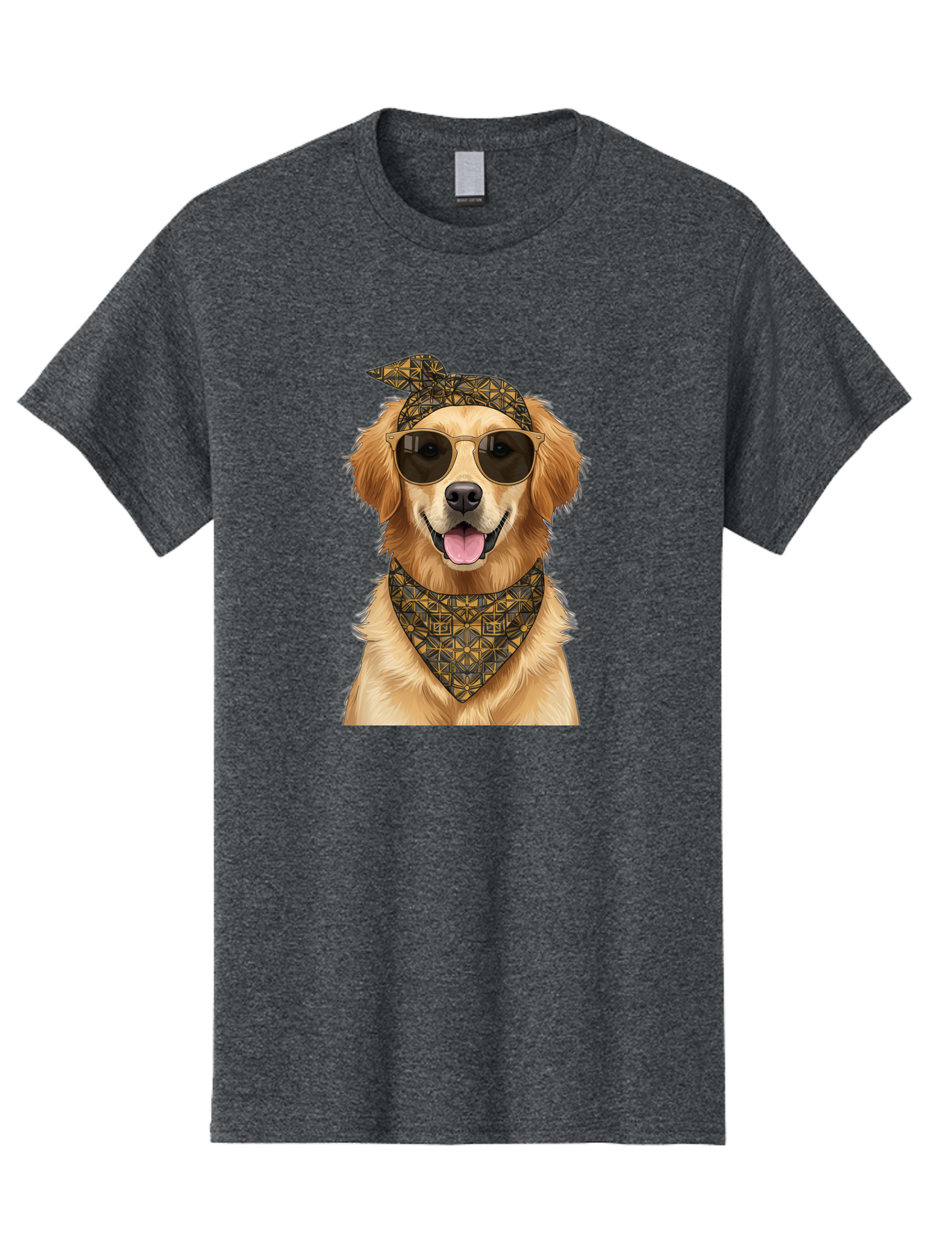Cool-Dog-3 Men'S Graphic Tee, 100% Cotton, Comfortable Casual Summer Wear, Machine Washable, Happy Dog, Golden Retriever, Sunglasses, Bandana, Cool Dog, Furry Friend, Funky Pet, Trendy Animal, Dog Accessories, Pet Fashion Bab814