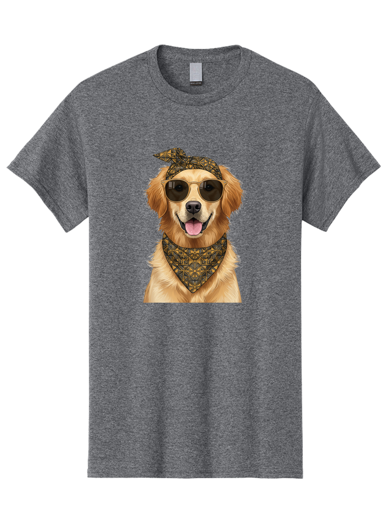 Cool-Dog-3 Men'S Graphic Tee, 100% Cotton, Comfortable Casual Summer Wear, Machine Washable, Happy Dog, Golden Retriever, Sunglasses, Bandana, Cool Dog, Furry Friend, Funky Pet, Trendy Animal, Dog Accessories, Pet Fashion Bab814