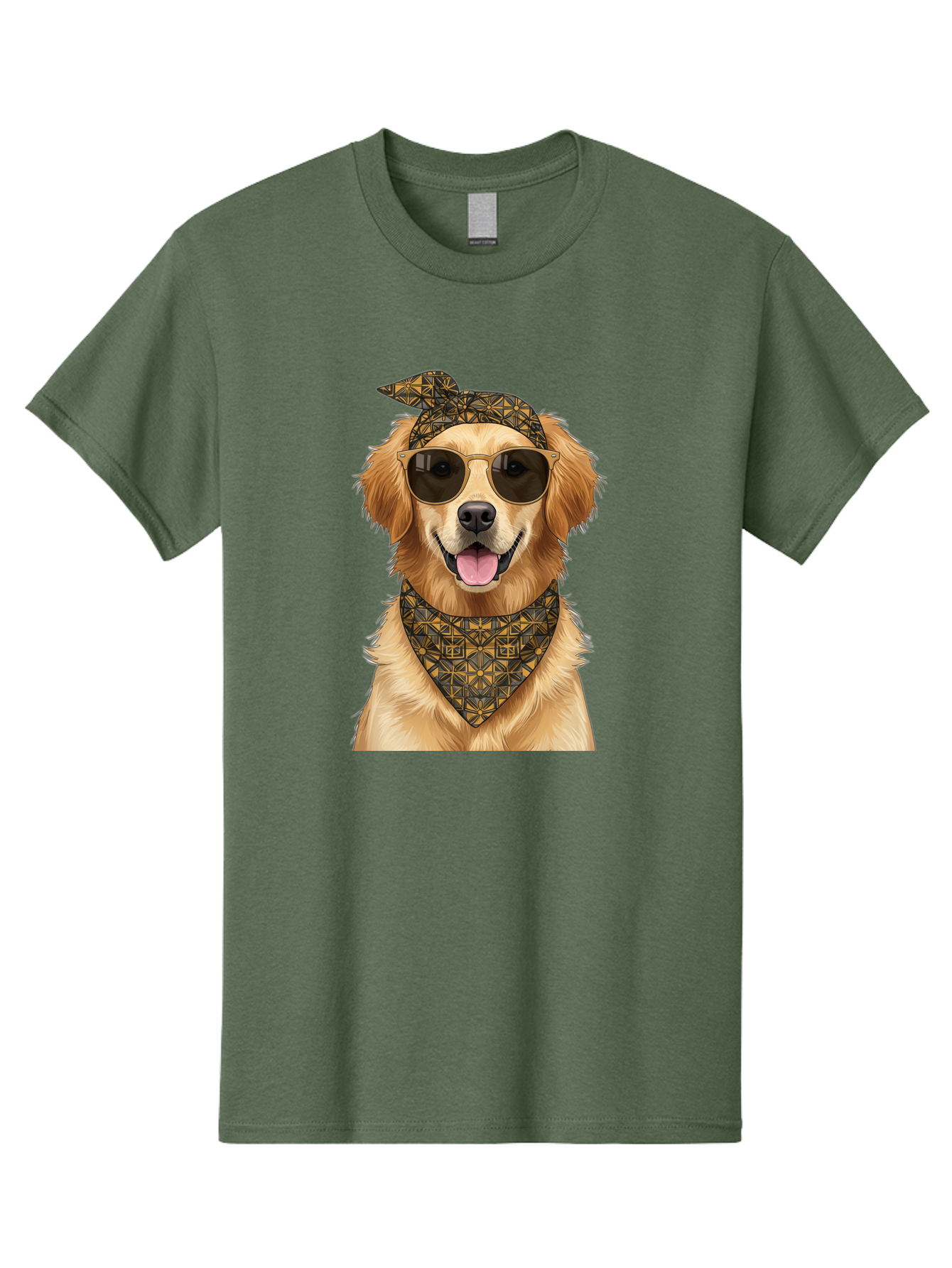 Cool-Dog-3 Men'S Graphic Tee, 100% Cotton, Comfortable Casual Summer Wear, Machine Washable, Happy Dog, Golden Retriever, Sunglasses, Bandana, Cool Dog, Furry Friend, Funky Pet, Trendy Animal, Dog Accessories, Pet Fashion Bab814