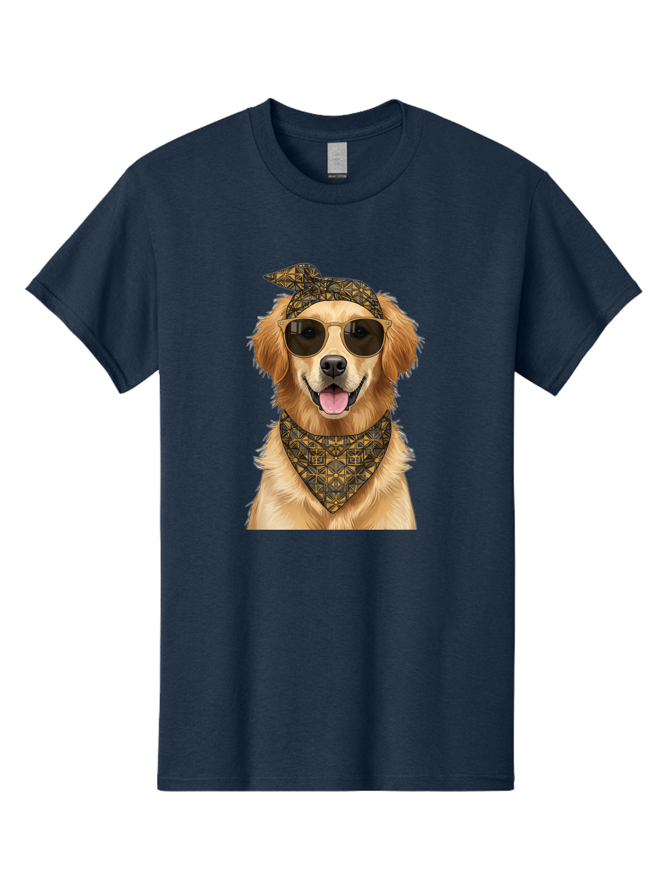 Cool-Dog-3 Men'S Graphic Tee, 100% Cotton, Comfortable Casual Summer Wear, Machine Washable, Happy Dog, Golden Retriever, Sunglasses, Bandana, Cool Dog, Furry Friend, Funky Pet, Trendy Animal, Dog Accessories, Pet Fashion Bab814