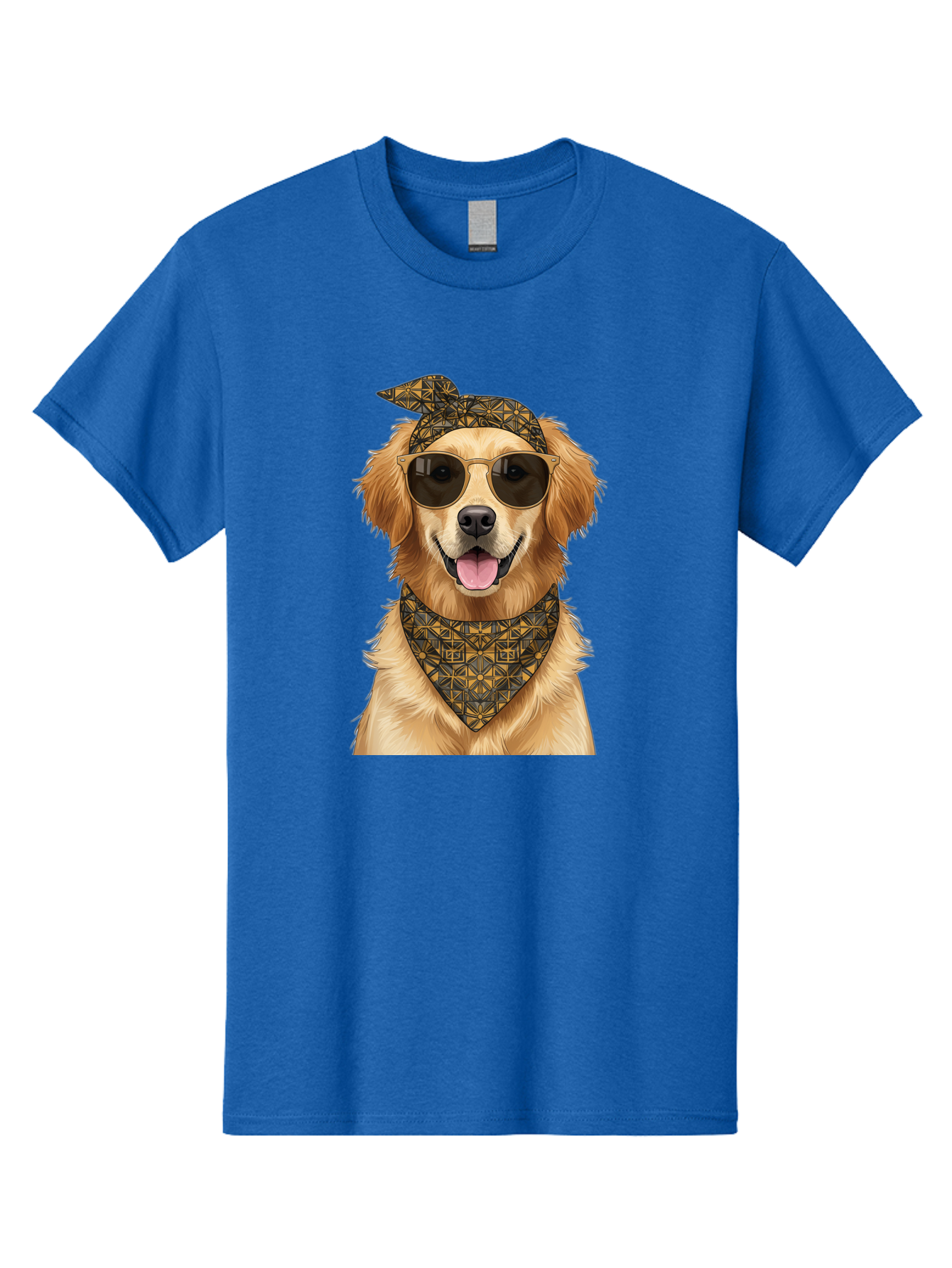 Cool-Dog-3 Men'S Graphic Tee, 100% Cotton, Comfortable Casual Summer Wear, Machine Washable, Happy Dog, Golden Retriever, Sunglasses, Bandana, Cool Dog, Furry Friend, Funky Pet, Trendy Animal, Dog Accessories, Pet Fashion Bab814