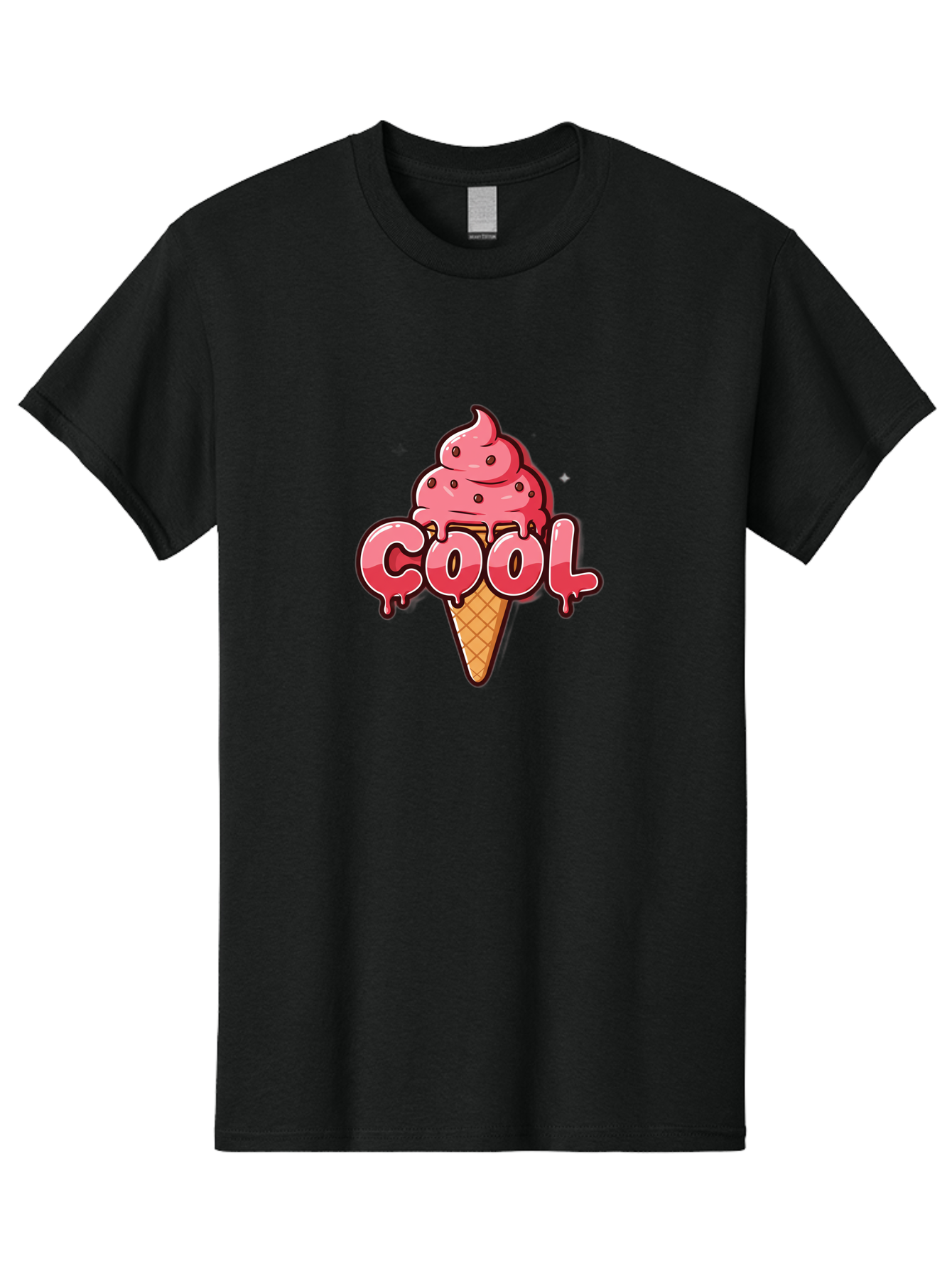 Cool-Ice-Cream Men'S Graphic Tee, 100% Cotton, Comfortable Casual Summer Wear, Machine Washable, Cool Ice Cream, Sweet Treat, Ice Cream Cone, Melting Ice Cream, Dripping Ice Cream, Summer Dessert, Chocolate Chip Ice Cream, Cartoon Illustration Bab816