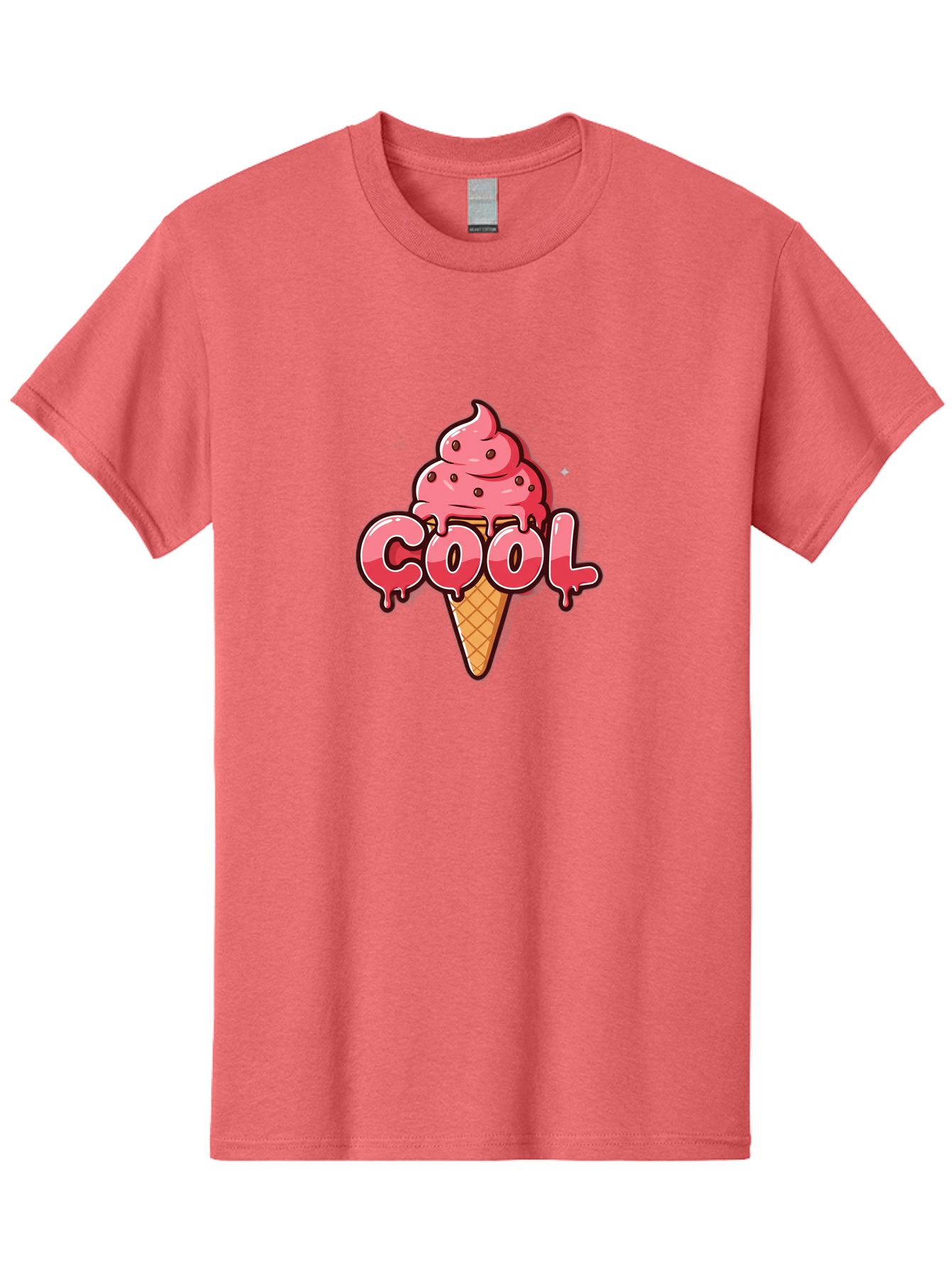 Cool-Ice-Cream Men'S Graphic Tee, 100% Cotton, Comfortable Casual Summer Wear, Machine Washable, Cool Ice Cream, Sweet Treat, Ice Cream Cone, Melting Ice Cream, Dripping Ice Cream, Summer Dessert, Chocolate Chip Ice Cream, Cartoon Illustration Bab816