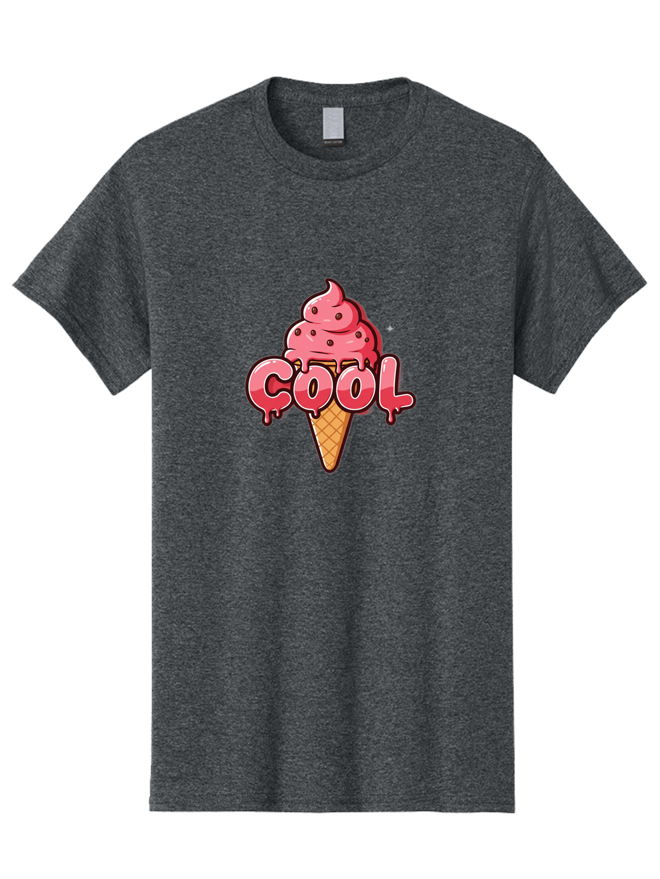 Cool-Ice-Cream Men'S Graphic Tee, 100% Cotton, Comfortable Casual Summer Wear, Machine Washable, Cool Ice Cream, Sweet Treat, Ice Cream Cone, Melting Ice Cream, Dripping Ice Cream, Summer Dessert, Chocolate Chip Ice Cream, Cartoon Illustration Bab816