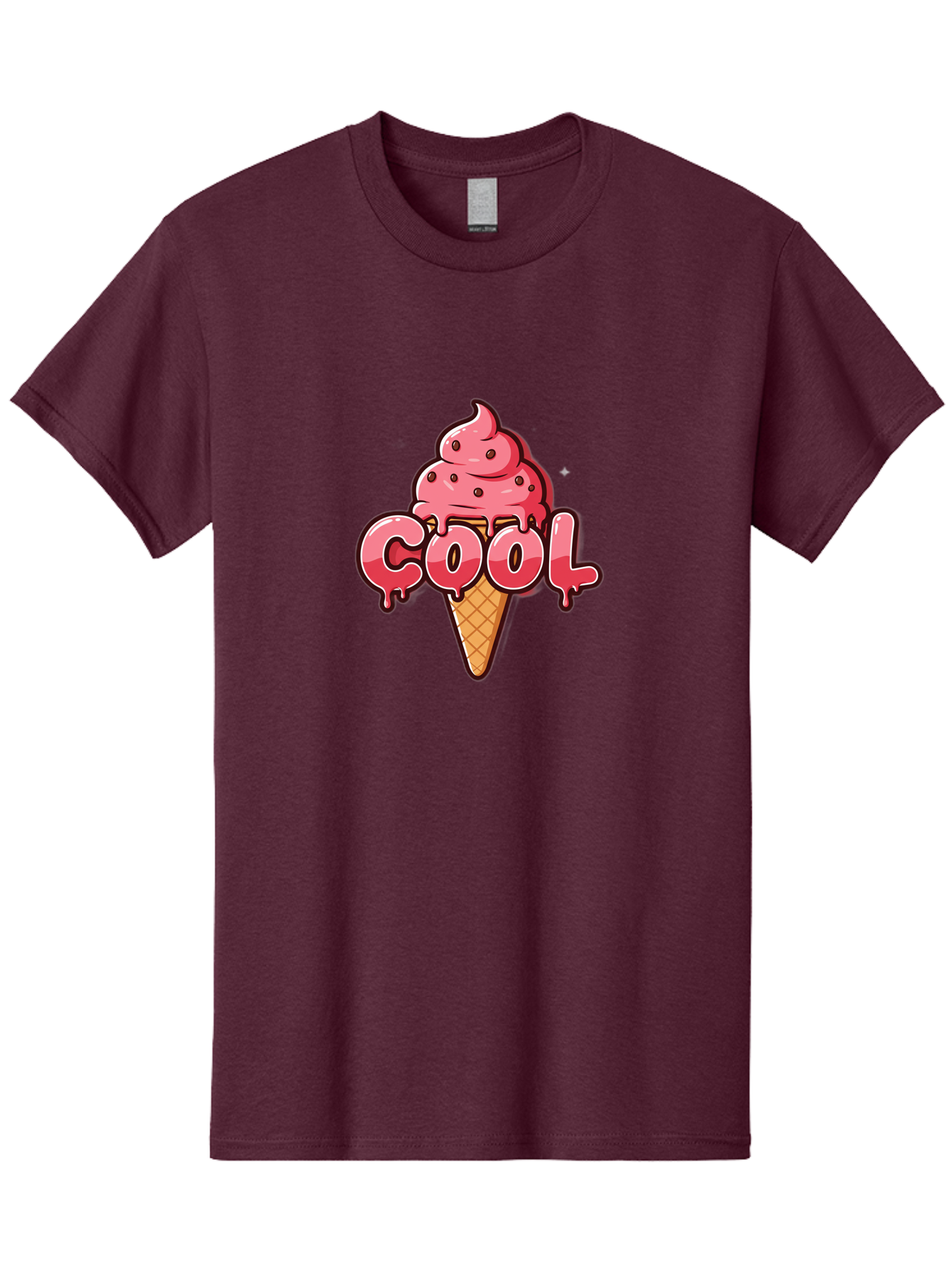 Cool-Ice-Cream Men'S Graphic Tee, 100% Cotton, Comfortable Casual Summer Wear, Machine Washable, Cool Ice Cream, Sweet Treat, Ice Cream Cone, Melting Ice Cream, Dripping Ice Cream, Summer Dessert, Chocolate Chip Ice Cream, Cartoon Illustration Bab816