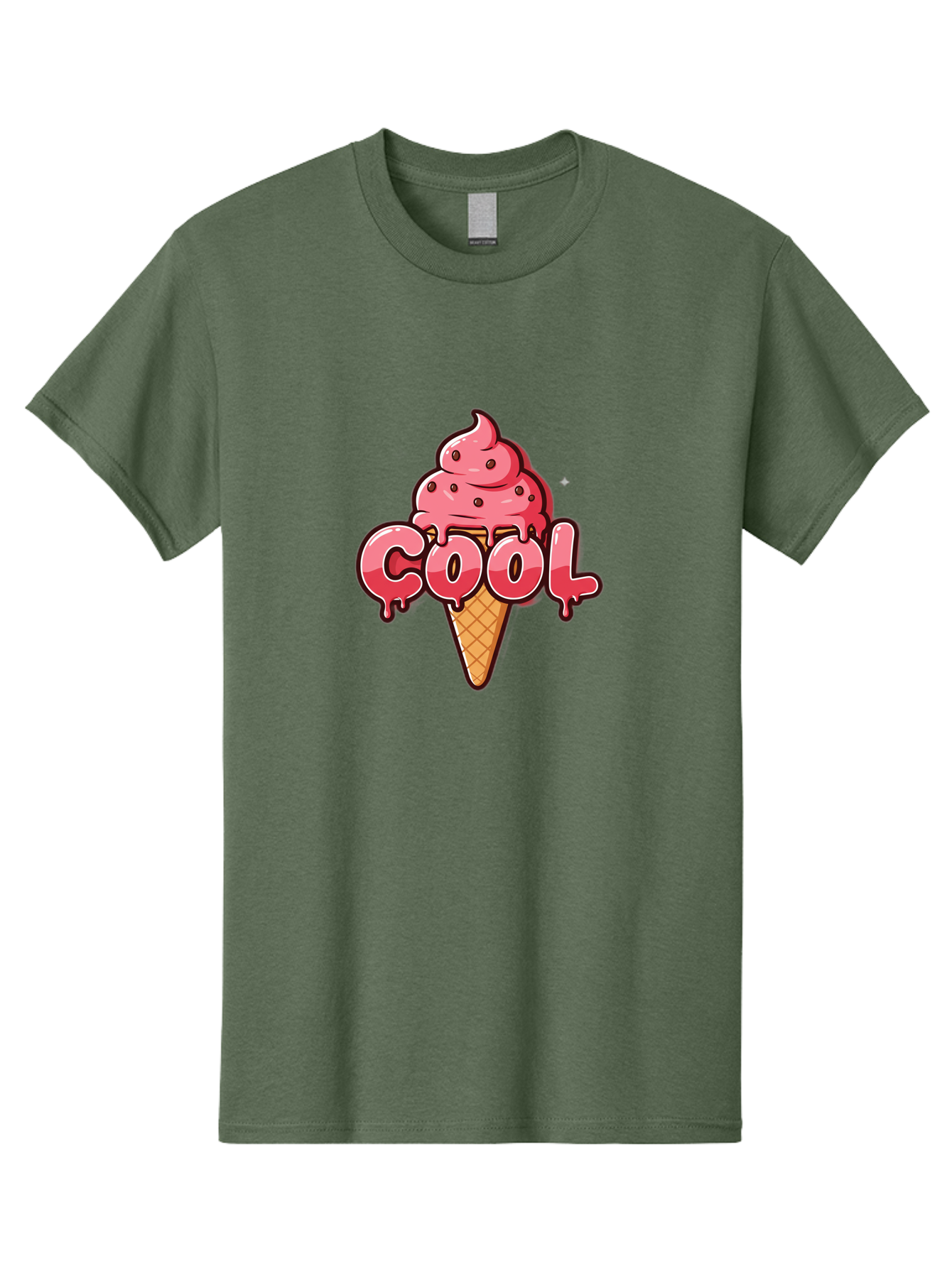Cool-Ice-Cream Men'S Graphic Tee, 100% Cotton, Comfortable Casual Summer Wear, Machine Washable, Cool Ice Cream, Sweet Treat, Ice Cream Cone, Melting Ice Cream, Dripping Ice Cream, Summer Dessert, Chocolate Chip Ice Cream, Cartoon Illustration Bab816