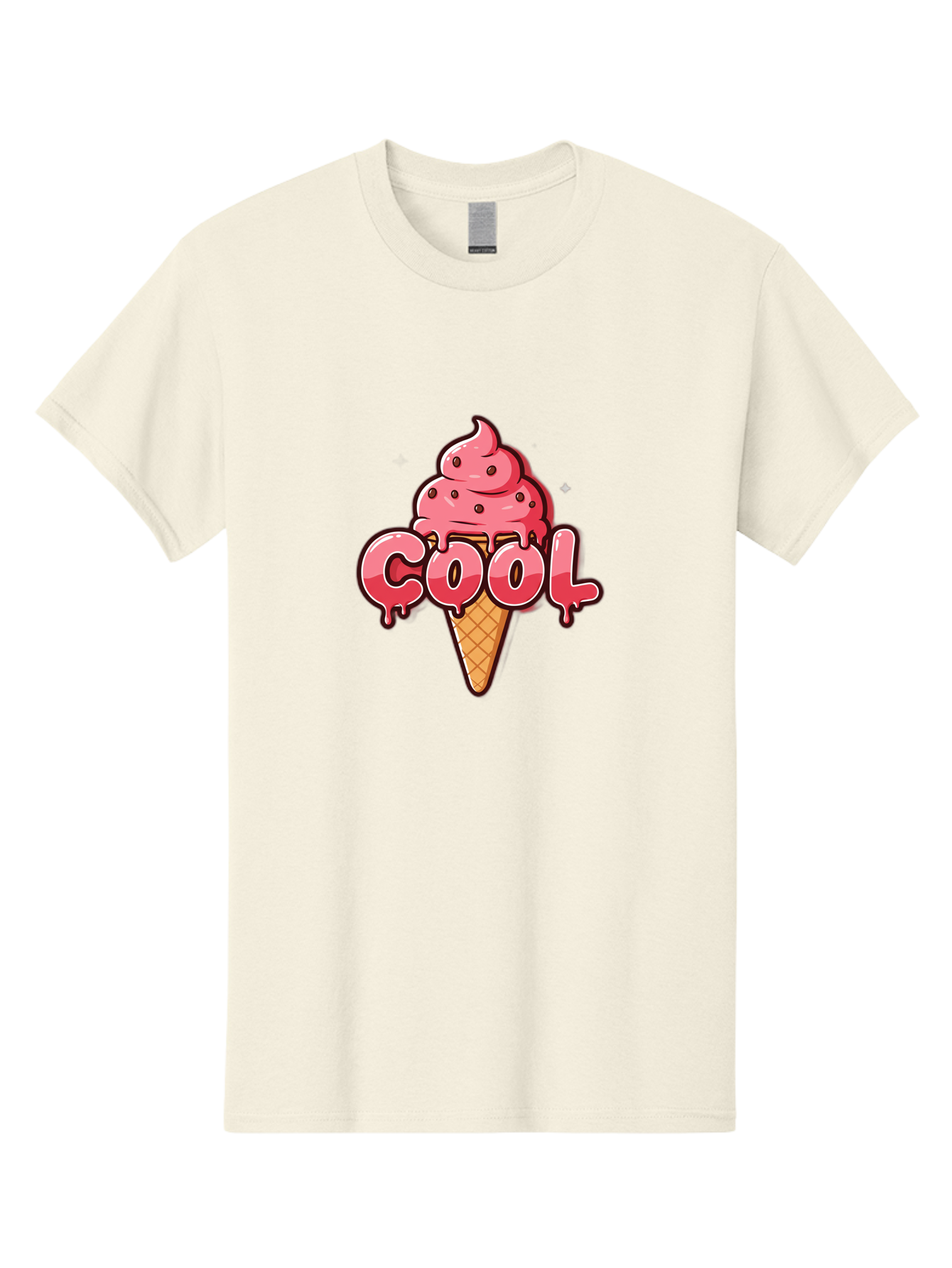 Cool-Ice-Cream Men'S Graphic Tee, 100% Cotton, Comfortable Casual Summer Wear, Machine Washable, Cool Ice Cream, Sweet Treat, Ice Cream Cone, Melting Ice Cream, Dripping Ice Cream, Summer Dessert, Chocolate Chip Ice Cream, Cartoon Illustration Bab816