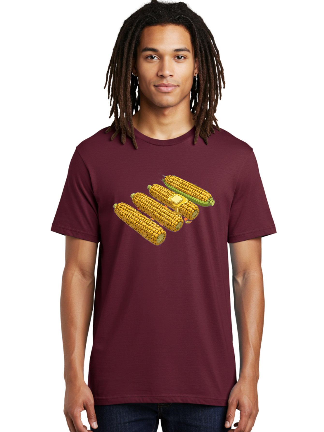 Corn-On-The-Cob Men'S Graphic Tee, 100% Cotton, Comfortable Casual Summer Wear, Machine Washable, Corn On The Cob, Yellow Corn, Ear Of Corn, Corn Kernels, Corn Illustration, Food Graphic, Summer Food, Healthy Snack Bab818
