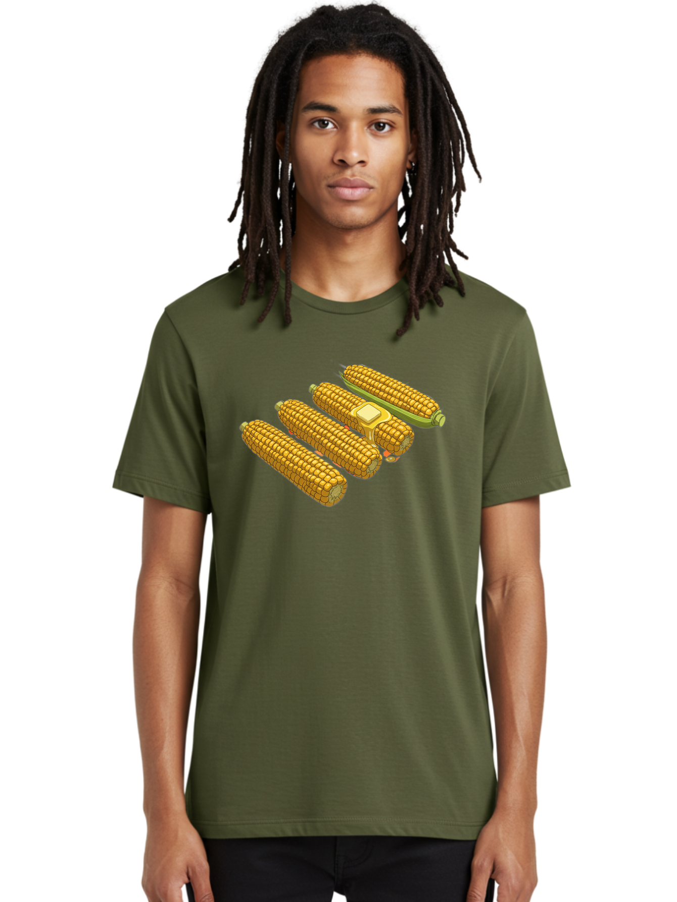 Corn-On-The-Cob Men'S Graphic Tee, 100% Cotton, Comfortable Casual Summer Wear, Machine Washable, Corn On The Cob, Yellow Corn, Ear Of Corn, Corn Kernels, Corn Illustration, Food Graphic, Summer Food, Healthy Snack Bab818