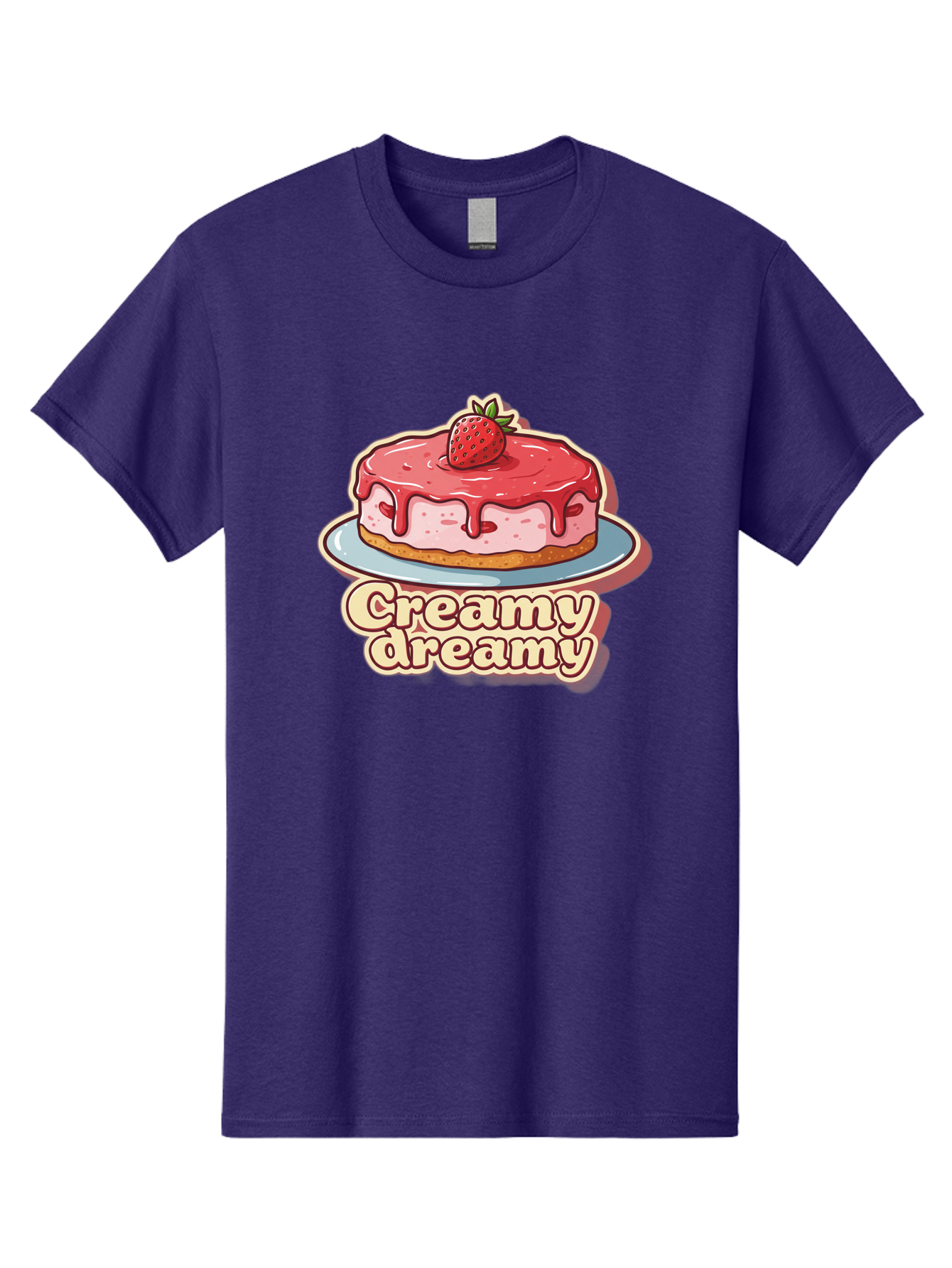 Creamy-Dreamy Men'S Graphic Tee, 100% Cotton, Comfortable Casual Summer Wear, Machine Washable, Strawberry Cheesecake, Sweet Treats, Dessert Lover, Pink Frosting, Strawberry Topping, Creamy Texture, Dreamy Delights, Foodie Art, Bab823