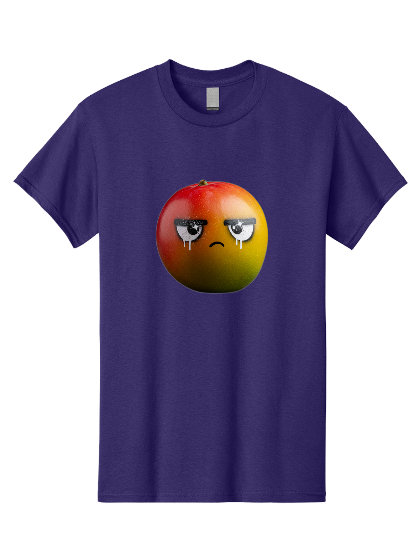 Crying-Mango-1 Men'S Graphic Tee, 100% Cotton, Comfortable Casual Summer Wear, Machine Washable, Mango With Sad Face, Crying Fruit, Distressed Expression, Emotional Fruit, Vibrant Colors, Artistic Design, Creative Illustration, Digital Art, Bab826