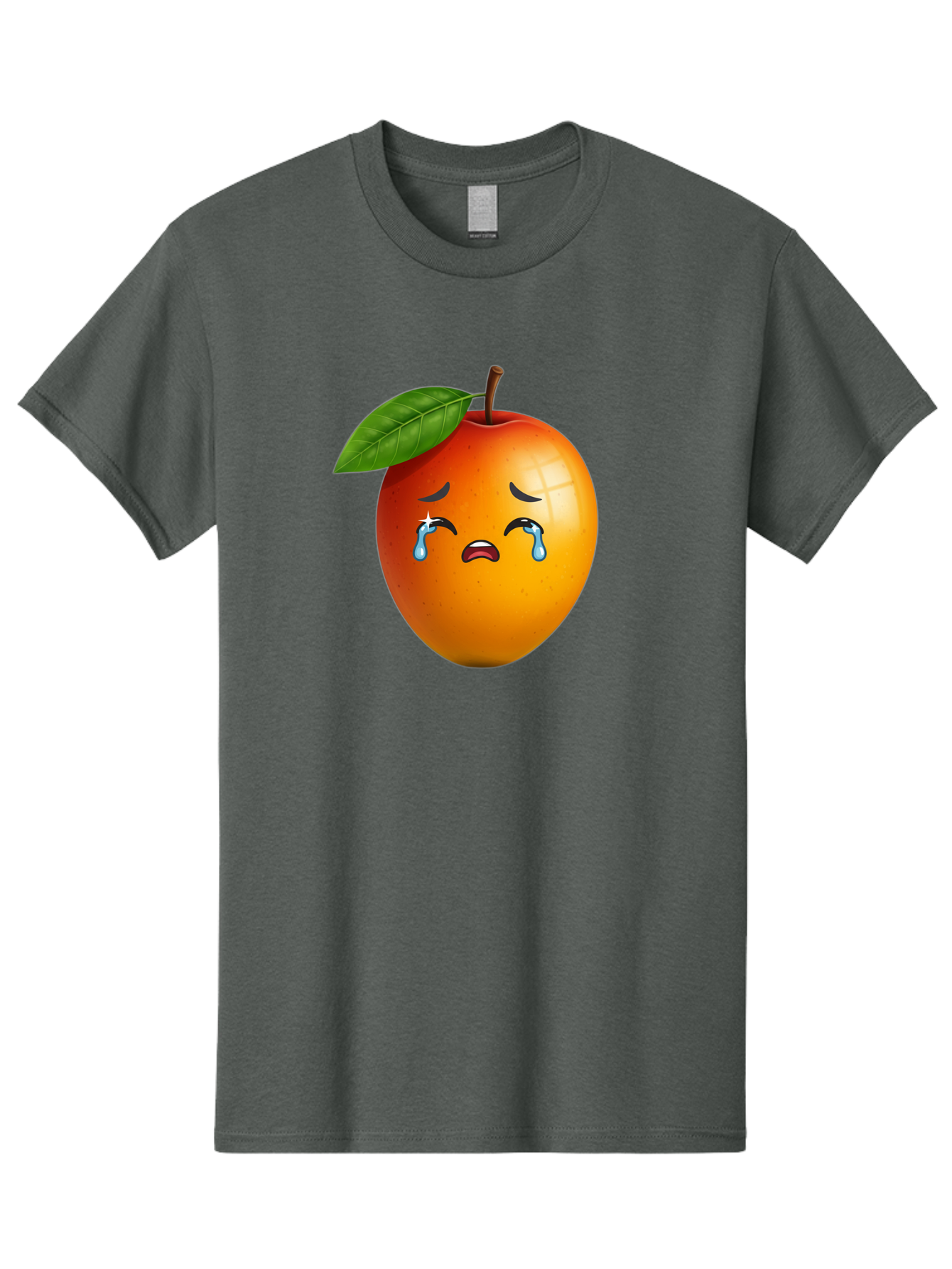 Crying-Peach Men'S Graphic Tee, 100% Cotton, Comfortable Casual Summer Wear, Machine Washable, Peach Fruit, Crying Face, Sad Expression, Tears, Sorrowful Emoji, Fruit Emoji, Emotional Face, Crying Peach, Peach With Tears Bab828
