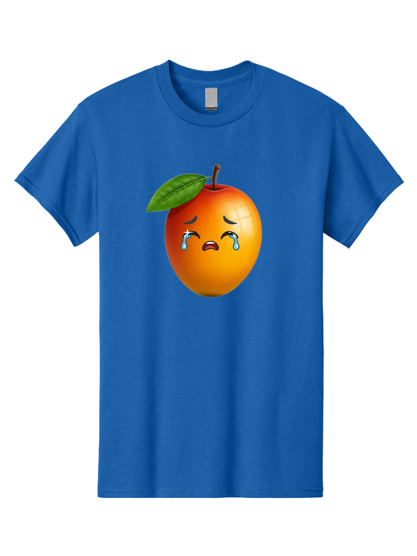 Crying-Peach Men'S Graphic Tee, 100% Cotton, Comfortable Casual Summer Wear, Machine Washable, Peach Fruit, Crying Face, Sad Expression, Tears, Sorrowful Emoji, Fruit Emoji, Emotional Face, Crying Peach, Peach With Tears Bab828