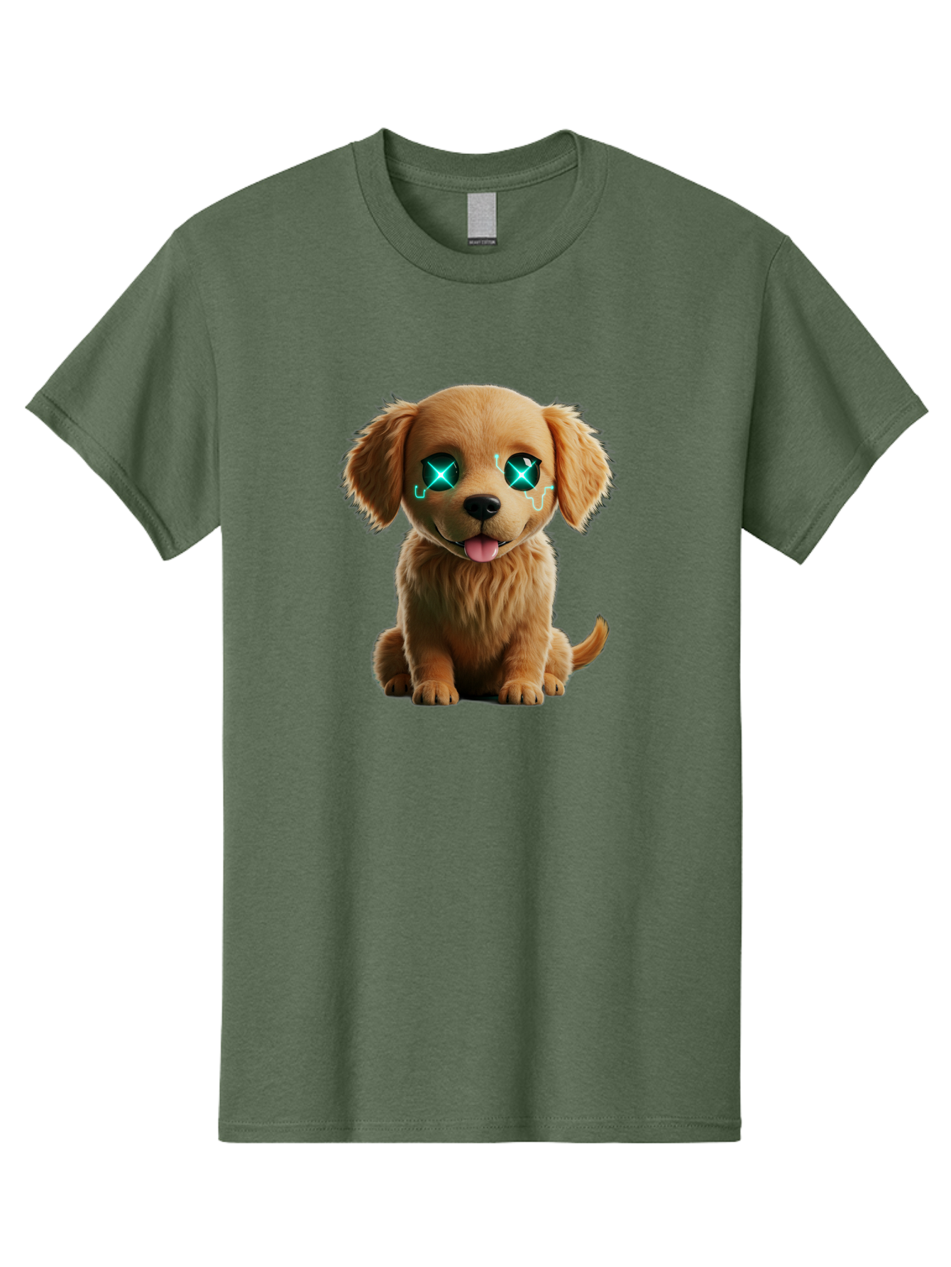 Crying-Puppy-1 Men'S Graphic Tee, 100% Cotton, Comfortable Casual Summer Wear, Machine Washable, Cute Dog, Cartoon-Style, Puppy Eyes, Sad Expression, Crying Tears, Sparkles, Digital Art, Kawaii, Adorable Animal, Funny Face Bab829