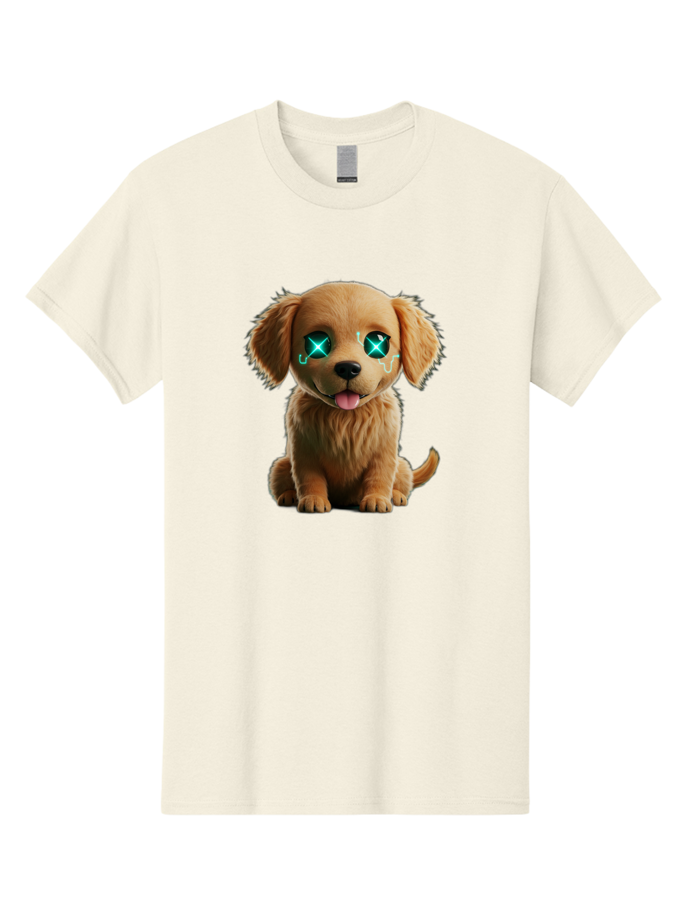Crying-Puppy-1 Men'S Graphic Tee, 100% Cotton, Comfortable Casual Summer Wear, Machine Washable, Cute Dog, Cartoon-Style, Puppy Eyes, Sad Expression, Crying Tears, Sparkles, Digital Art, Kawaii, Adorable Animal, Funny Face Bab829