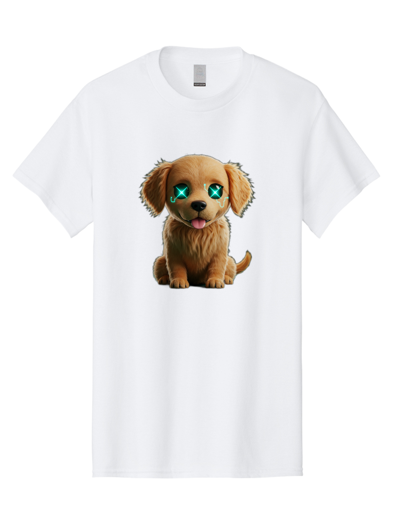 Crying-Puppy-1 Men'S Graphic Tee, 100% Cotton, Comfortable Casual Summer Wear, Machine Washable, Cute Dog, Cartoon-Style, Puppy Eyes, Sad Expression, Crying Tears, Sparkles, Digital Art, Kawaii, Adorable Animal, Funny Face Bab829