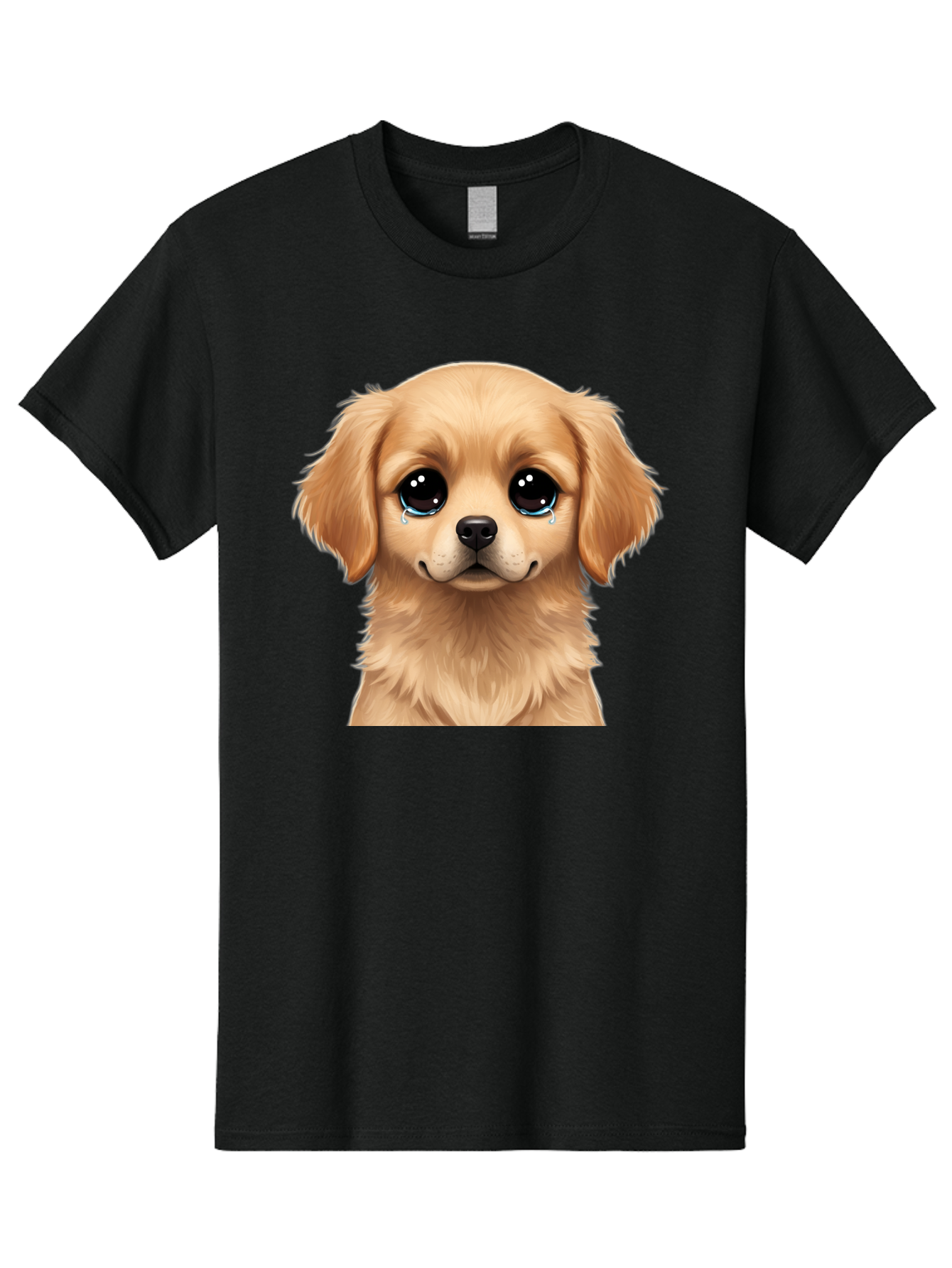Crying-Puppy Men'S Graphic Tee, 100% Cotton, Comfortable Casual Summer Wear, Machine Washable, Sad Puppy, Crying Dog, Puppy Face, Sad Eyes, Dog Tears, Sorrowful Puppy, Adorable Puppy, Cute Dog, Dog Emotions Bab830