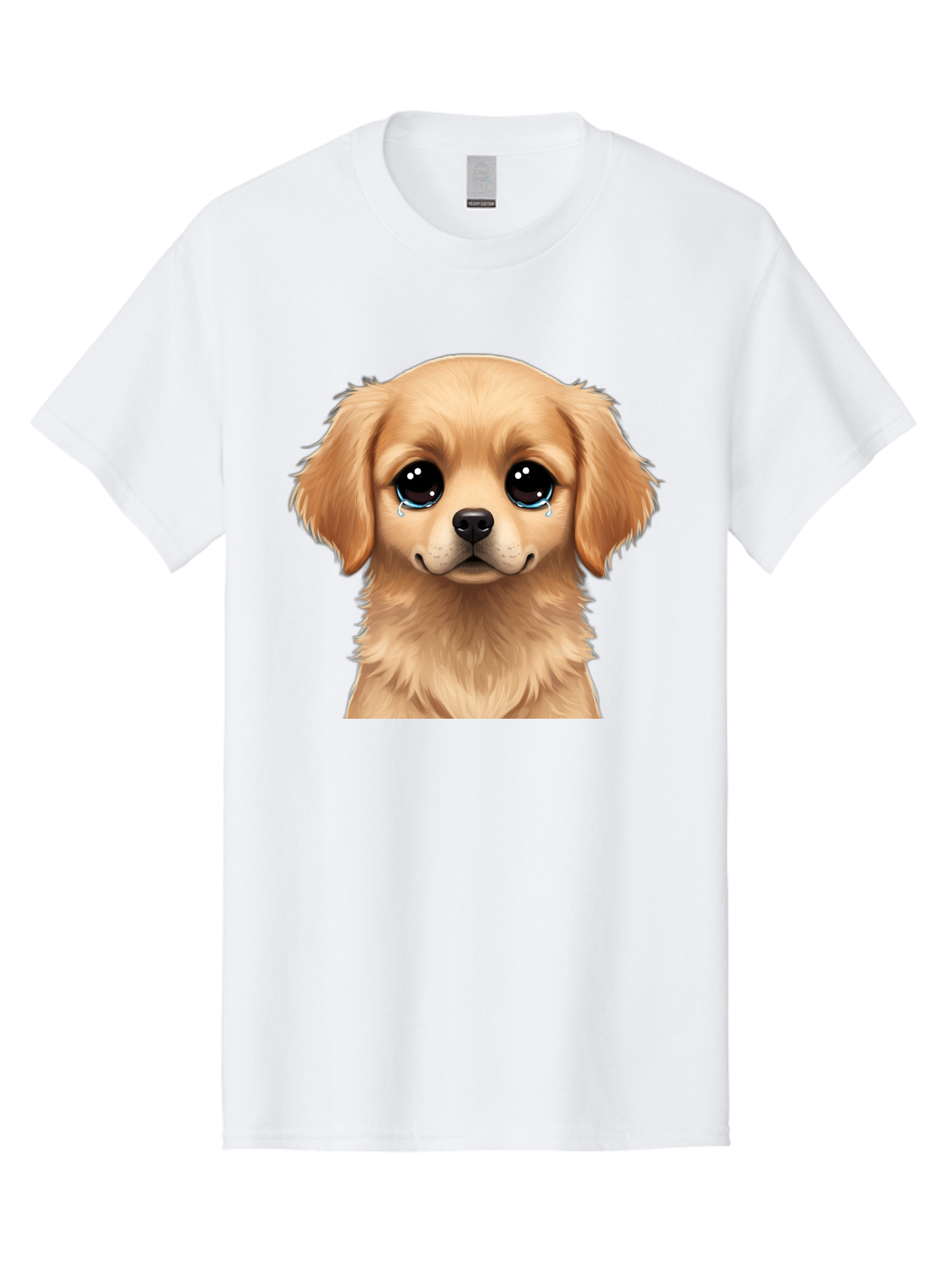 Crying-Puppy Men'S Graphic Tee, 100% Cotton, Comfortable Casual Summer Wear, Machine Washable, Sad Puppy, Crying Dog, Puppy Face, Sad Eyes, Dog Tears, Sorrowful Puppy, Adorable Puppy, Cute Dog, Dog Emotions Bab830