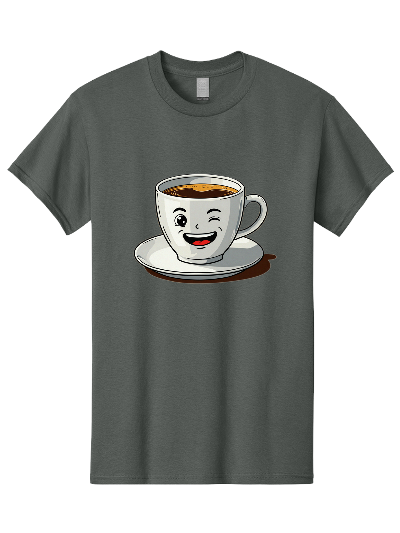 Cup-Of-Coffee-1 Men'S Graphic Tee, 100% Cotton, Comfortable Casual Summer Wear, Machine Washable, Happy Coffee Cup, Smiling Face, Coffee Time, Morning Pick-Me-Up, Caffeinated Beverage, Cartoon Character, Coffee Lover, Funny Illustration, Bab833