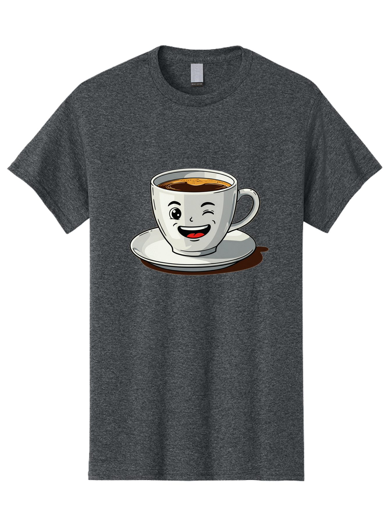 Cup-Of-Coffee-1 Men'S Graphic Tee, 100% Cotton, Comfortable Casual Summer Wear, Machine Washable, Happy Coffee Cup, Smiling Face, Coffee Time, Morning Pick-Me-Up, Caffeinated Beverage, Cartoon Character, Coffee Lover, Funny Illustration, Bab833