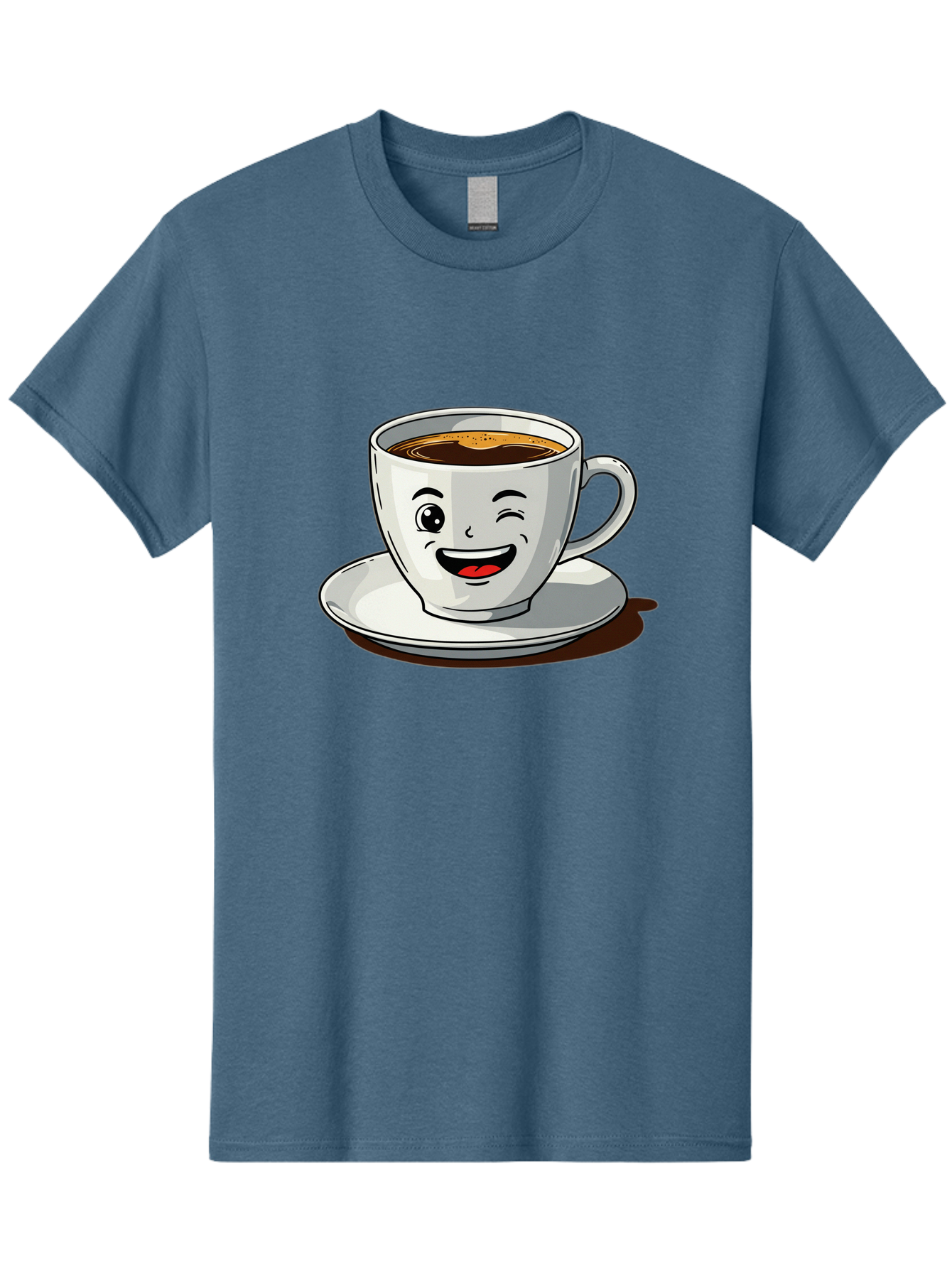 Cup-Of-Coffee-1 Men'S Graphic Tee, 100% Cotton, Comfortable Casual Summer Wear, Machine Washable, Happy Coffee Cup, Smiling Face, Coffee Time, Morning Pick-Me-Up, Caffeinated Beverage, Cartoon Character, Coffee Lover, Funny Illustration, Bab833