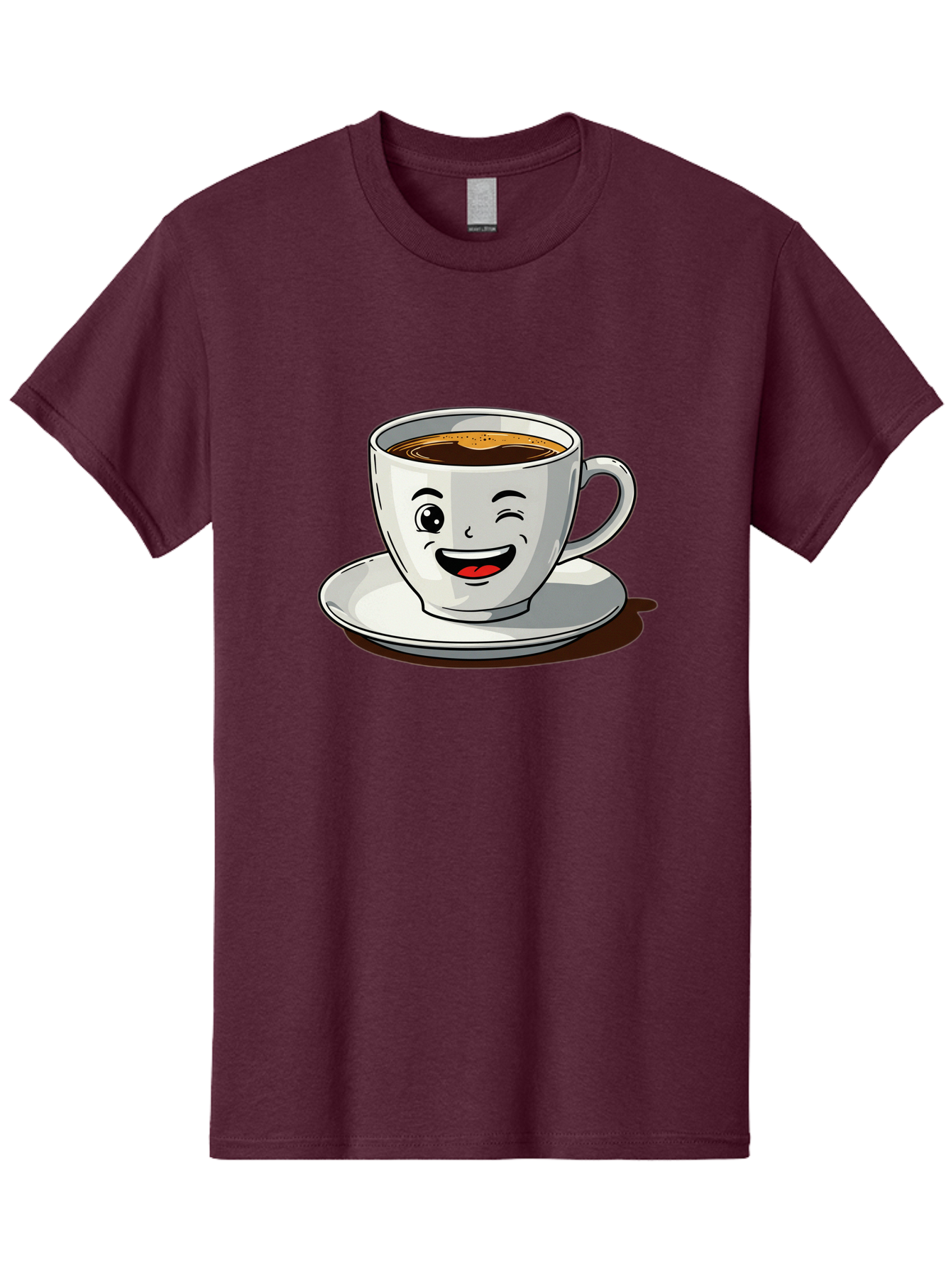 Cup-Of-Coffee-1 Men'S Graphic Tee, 100% Cotton, Comfortable Casual Summer Wear, Machine Washable, Happy Coffee Cup, Smiling Face, Coffee Time, Morning Pick-Me-Up, Caffeinated Beverage, Cartoon Character, Coffee Lover, Funny Illustration, Bab833