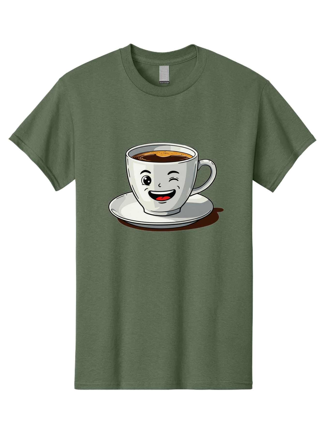 Cup-Of-Coffee-1 Men'S Graphic Tee, 100% Cotton, Comfortable Casual Summer Wear, Machine Washable, Happy Coffee Cup, Smiling Face, Coffee Time, Morning Pick-Me-Up, Caffeinated Beverage, Cartoon Character, Coffee Lover, Funny Illustration, Bab833