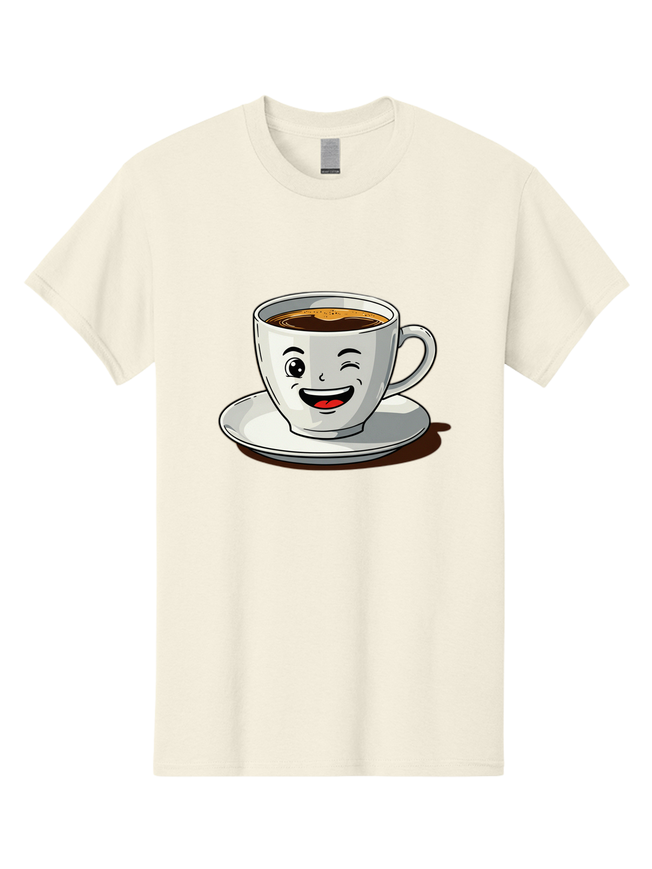 Cup-Of-Coffee-1 Men'S Graphic Tee, 100% Cotton, Comfortable Casual Summer Wear, Machine Washable, Happy Coffee Cup, Smiling Face, Coffee Time, Morning Pick-Me-Up, Caffeinated Beverage, Cartoon Character, Coffee Lover, Funny Illustration, Bab833