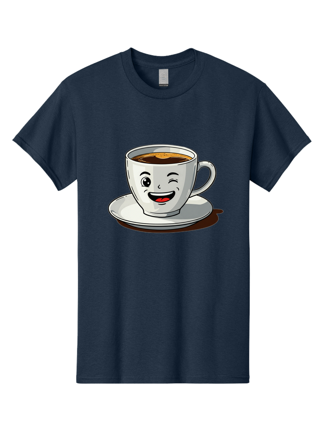 Cup-Of-Coffee-1 Men'S Graphic Tee, 100% Cotton, Comfortable Casual Summer Wear, Machine Washable, Happy Coffee Cup, Smiling Face, Coffee Time, Morning Pick-Me-Up, Caffeinated Beverage, Cartoon Character, Coffee Lover, Funny Illustration, Bab833