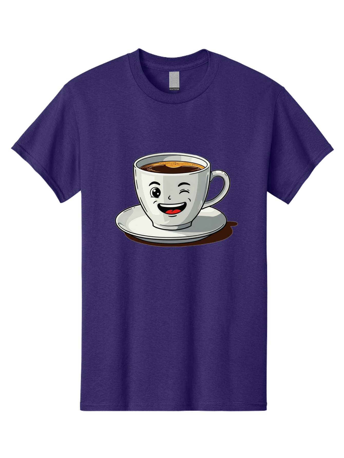 Cup-Of-Coffee-1 Men'S Graphic Tee, 100% Cotton, Comfortable Casual Summer Wear, Machine Washable, Happy Coffee Cup, Smiling Face, Coffee Time, Morning Pick-Me-Up, Caffeinated Beverage, Cartoon Character, Coffee Lover, Funny Illustration, Bab833