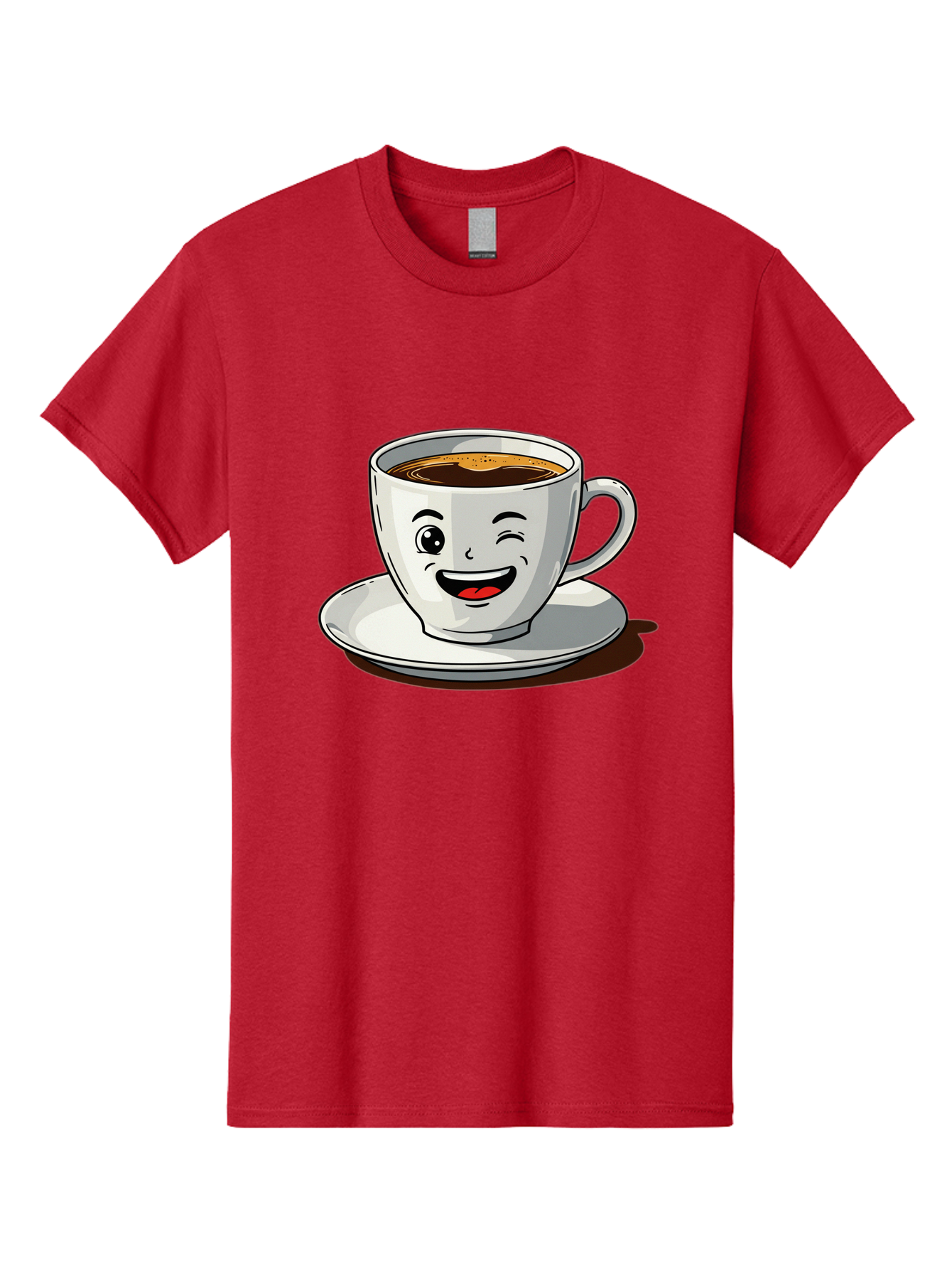 Cup-Of-Coffee-1 Men'S Graphic Tee, 100% Cotton, Comfortable Casual Summer Wear, Machine Washable, Happy Coffee Cup, Smiling Face, Coffee Time, Morning Pick-Me-Up, Caffeinated Beverage, Cartoon Character, Coffee Lover, Funny Illustration, Bab833