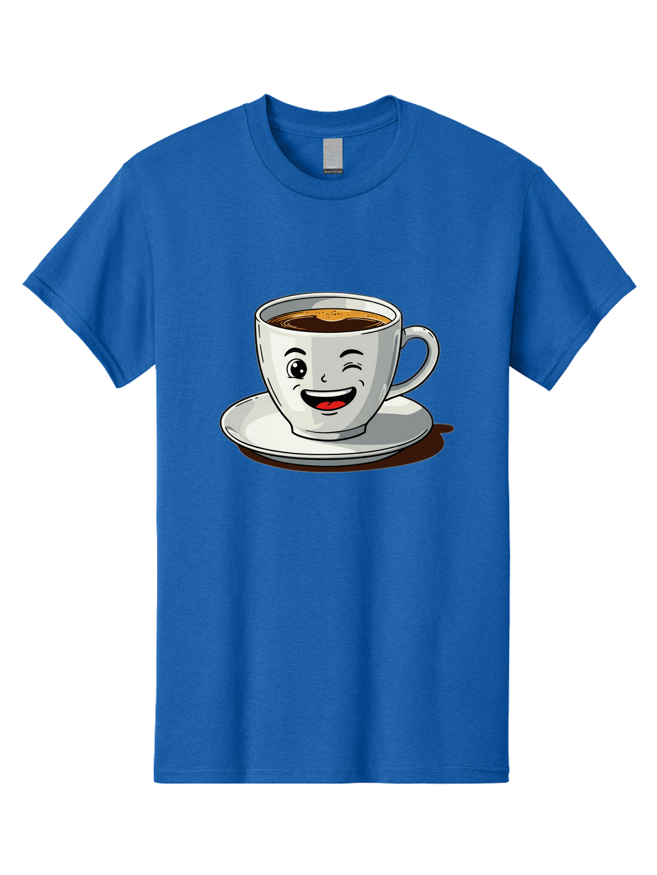 Cup-Of-Coffee-1 Men'S Graphic Tee, 100% Cotton, Comfortable Casual Summer Wear, Machine Washable, Happy Coffee Cup, Smiling Face, Coffee Time, Morning Pick-Me-Up, Caffeinated Beverage, Cartoon Character, Coffee Lover, Funny Illustration, Bab833