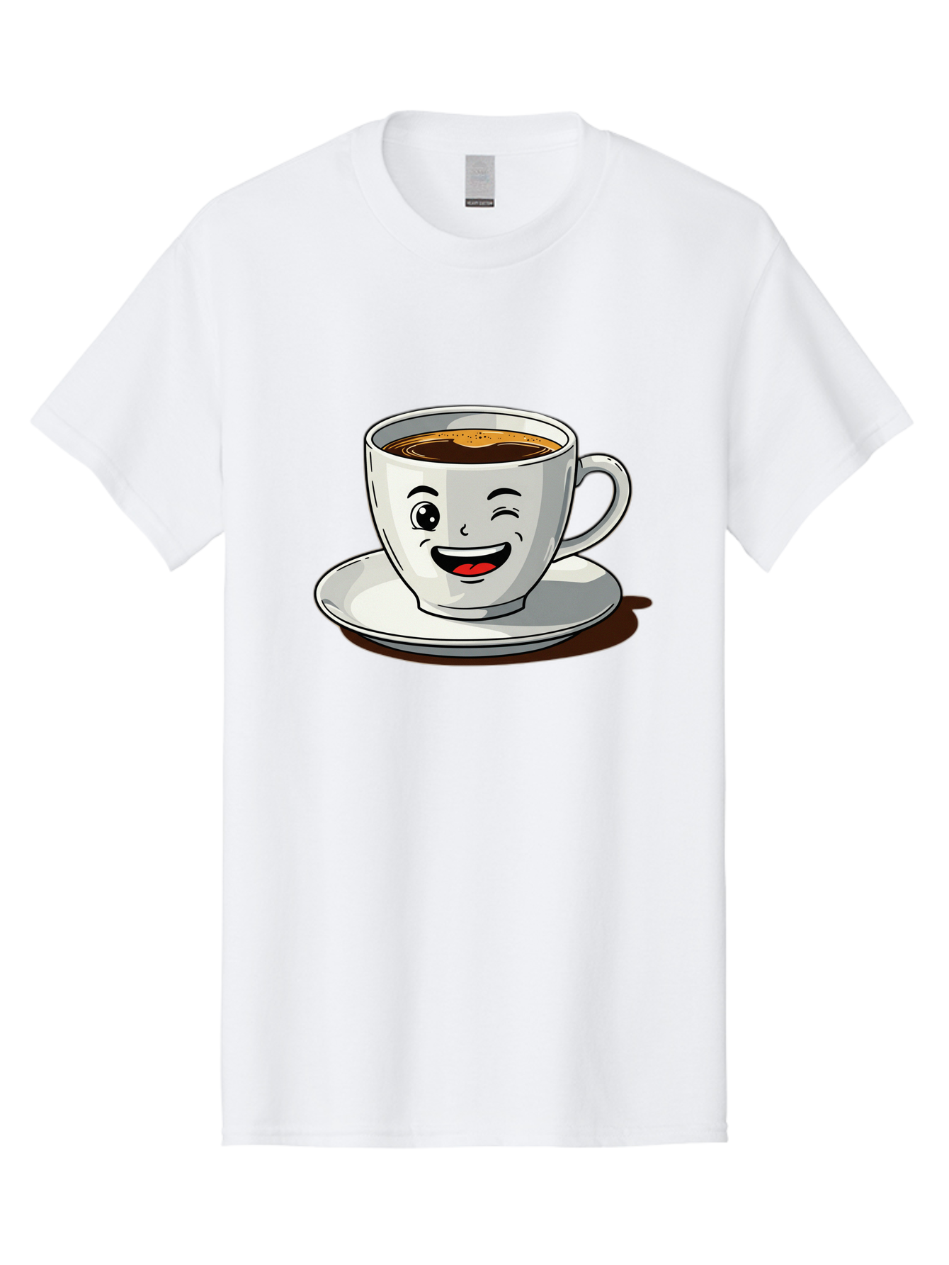 Cup-Of-Coffee-1 Men'S Graphic Tee, 100% Cotton, Comfortable Casual Summer Wear, Machine Washable, Happy Coffee Cup, Smiling Face, Coffee Time, Morning Pick-Me-Up, Caffeinated Beverage, Cartoon Character, Coffee Lover, Funny Illustration, Bab833