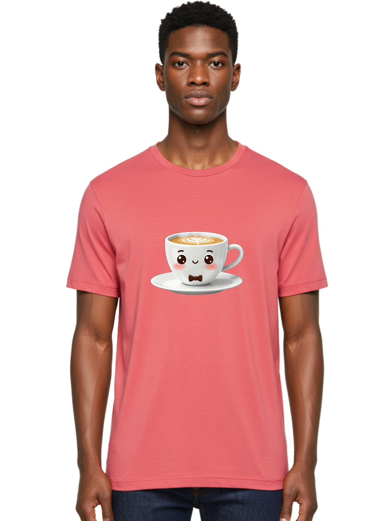 Cup-Of-Coffee-2 Men'S Graphic Tee, 100% Cotton, Comfortable Casual Summer Wear, Machine Washable, Cute Coffee Cup, Cartoon Character, Latte Art, Coffee Lover, Morning Pick-Me-Up, Adorable Design, Coffee Culture, Espresso, Bab834