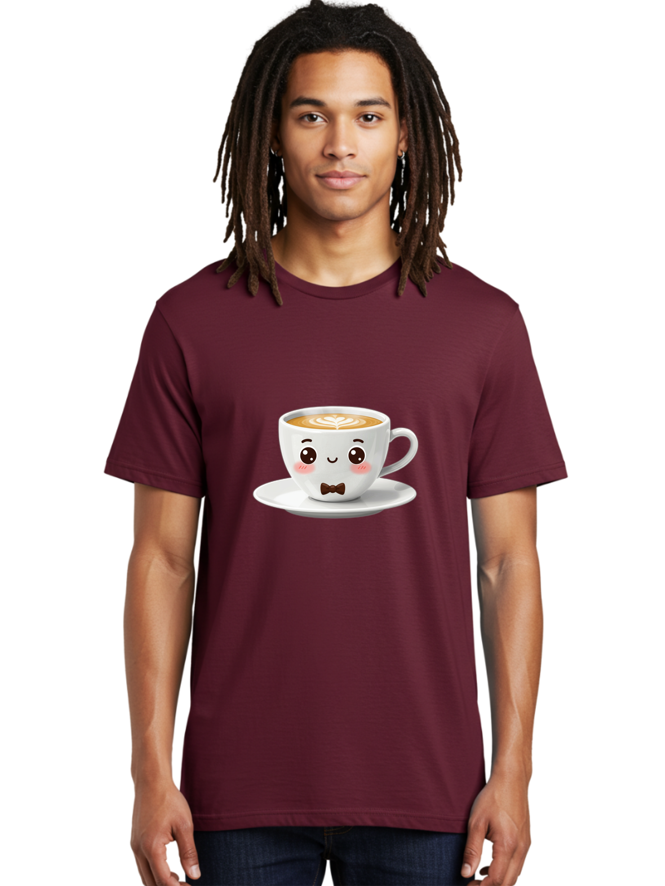 Cup-Of-Coffee-2 Men'S Graphic Tee, 100% Cotton, Comfortable Casual Summer Wear, Machine Washable, Cute Coffee Cup, Cartoon Character, Latte Art, Coffee Lover, Morning Pick-Me-Up, Adorable Design, Coffee Culture, Espresso, Bab834