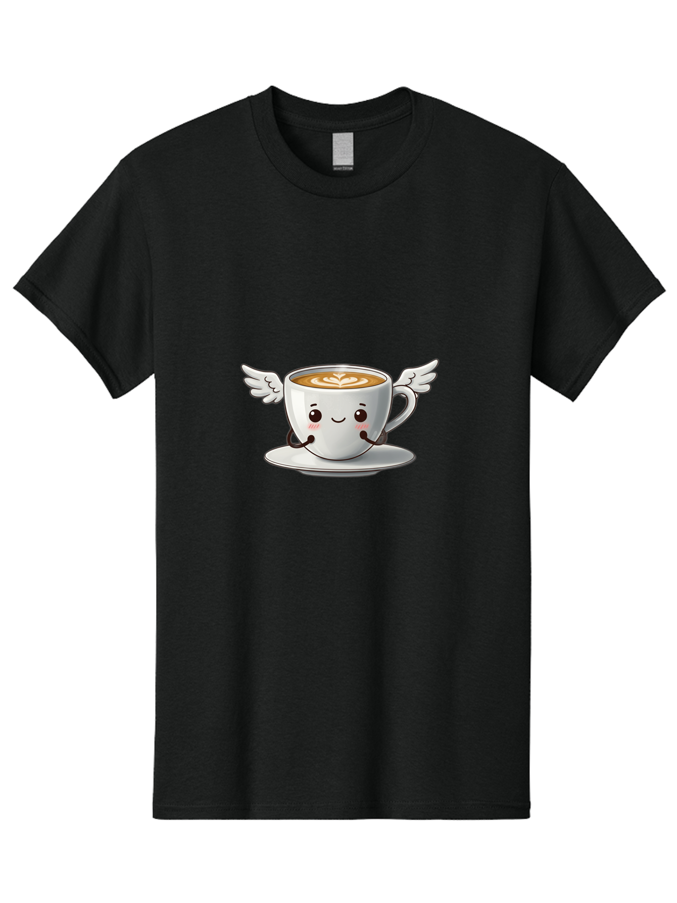 Cup-Of-Coffee-3 Men'S Graphic Tee, 100% Cotton, Comfortable Casual Summer Wear, Machine Washable, Cartoon Coffee Cup, Latte Art, Wings On Coffee Cup, Smiling Coffee, Kawaii Coffee, Cute Coffee, Coffee Character, Coffee Art, Happy Coffee Bab835