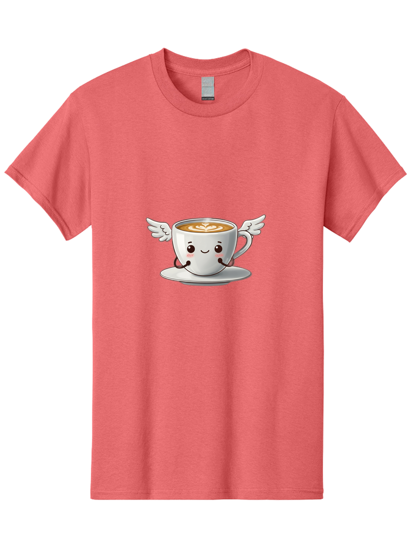 Cup-Of-Coffee-3 Men'S Graphic Tee, 100% Cotton, Comfortable Casual Summer Wear, Machine Washable, Cartoon Coffee Cup, Latte Art, Wings On Coffee Cup, Smiling Coffee, Kawaii Coffee, Cute Coffee, Coffee Character, Coffee Art, Happy Coffee Bab835