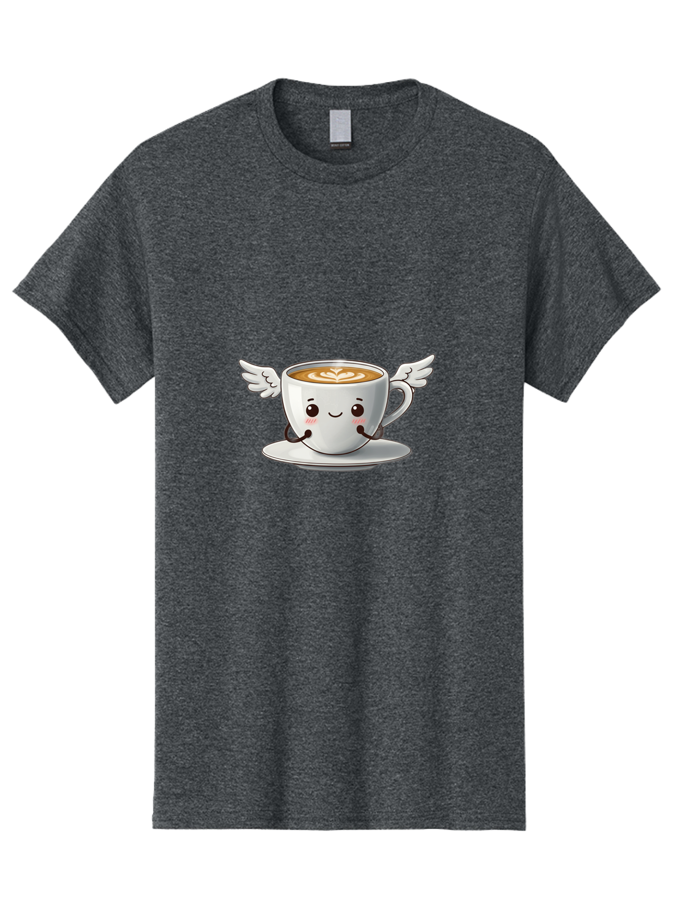 Cup-Of-Coffee-3 Men'S Graphic Tee, 100% Cotton, Comfortable Casual Summer Wear, Machine Washable, Cartoon Coffee Cup, Latte Art, Wings On Coffee Cup, Smiling Coffee, Kawaii Coffee, Cute Coffee, Coffee Character, Coffee Art, Happy Coffee Bab835