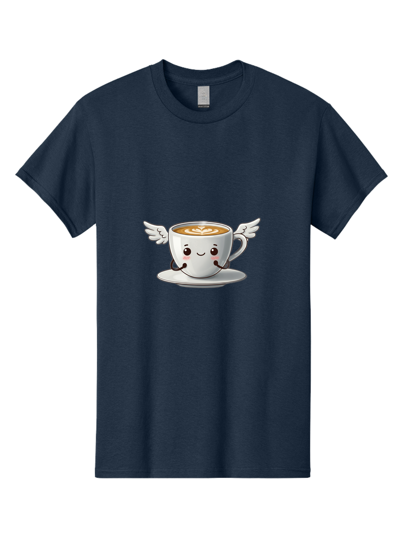 Cup-Of-Coffee-3 Men'S Graphic Tee, 100% Cotton, Comfortable Casual Summer Wear, Machine Washable, Cartoon Coffee Cup, Latte Art, Wings On Coffee Cup, Smiling Coffee, Kawaii Coffee, Cute Coffee, Coffee Character, Coffee Art, Happy Coffee Bab835