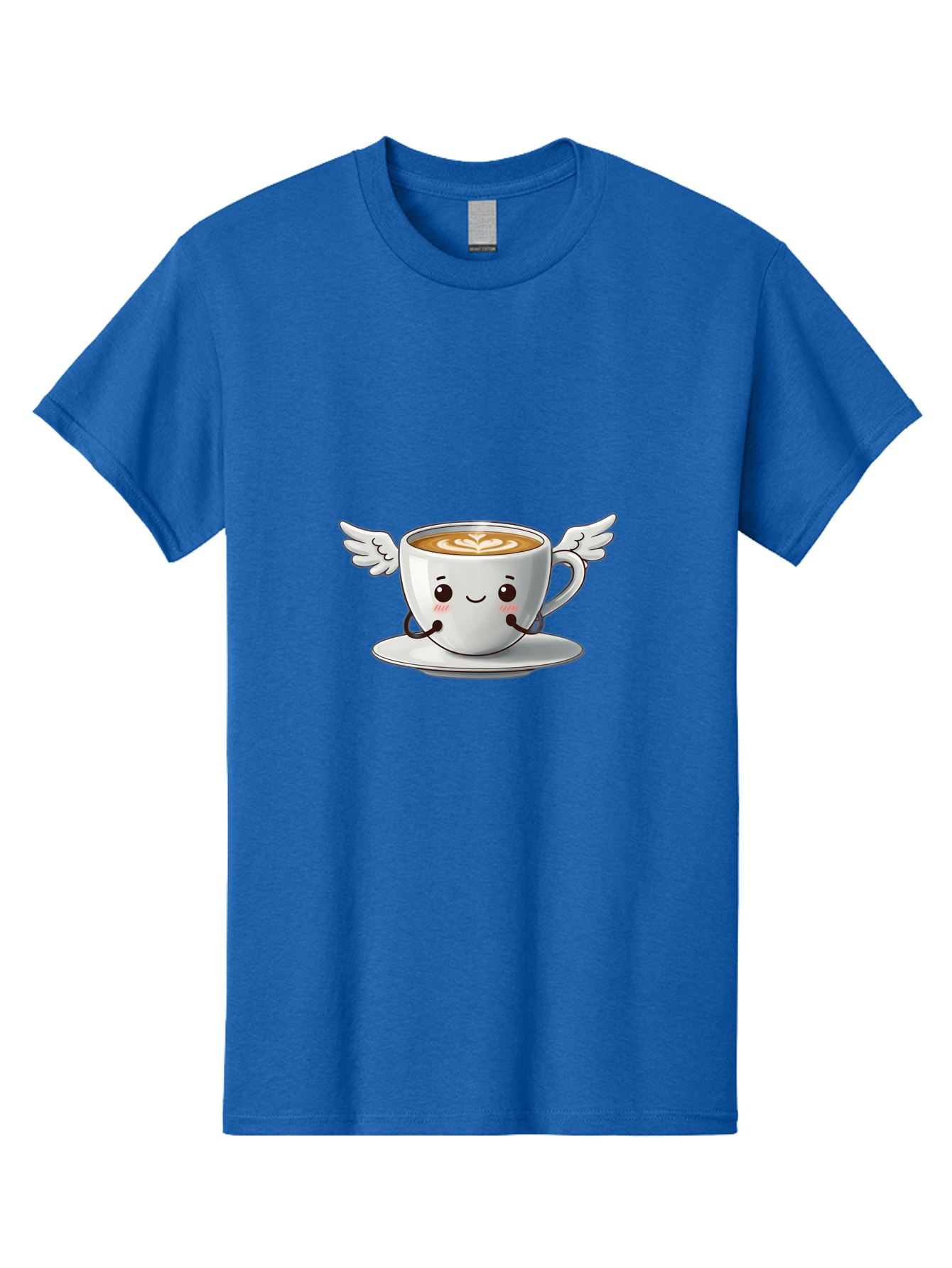 Cup-Of-Coffee-3 Men'S Graphic Tee, 100% Cotton, Comfortable Casual Summer Wear, Machine Washable, Cartoon Coffee Cup, Latte Art, Wings On Coffee Cup, Smiling Coffee, Kawaii Coffee, Cute Coffee, Coffee Character, Coffee Art, Happy Coffee Bab835