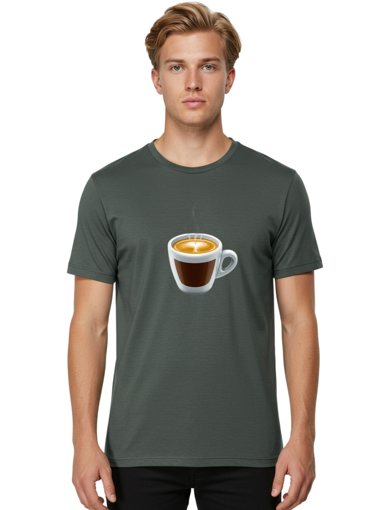 Cup-Of-Coffee-4 Men'S Graphic Tee, 100% Cotton, Comfortable Casual Summer Wear, Machine Washable, Coffee Cup, Espresso, Latte Art, Steaming Hot, Morning Coffee, Caffeine, Coffee Break Bab836