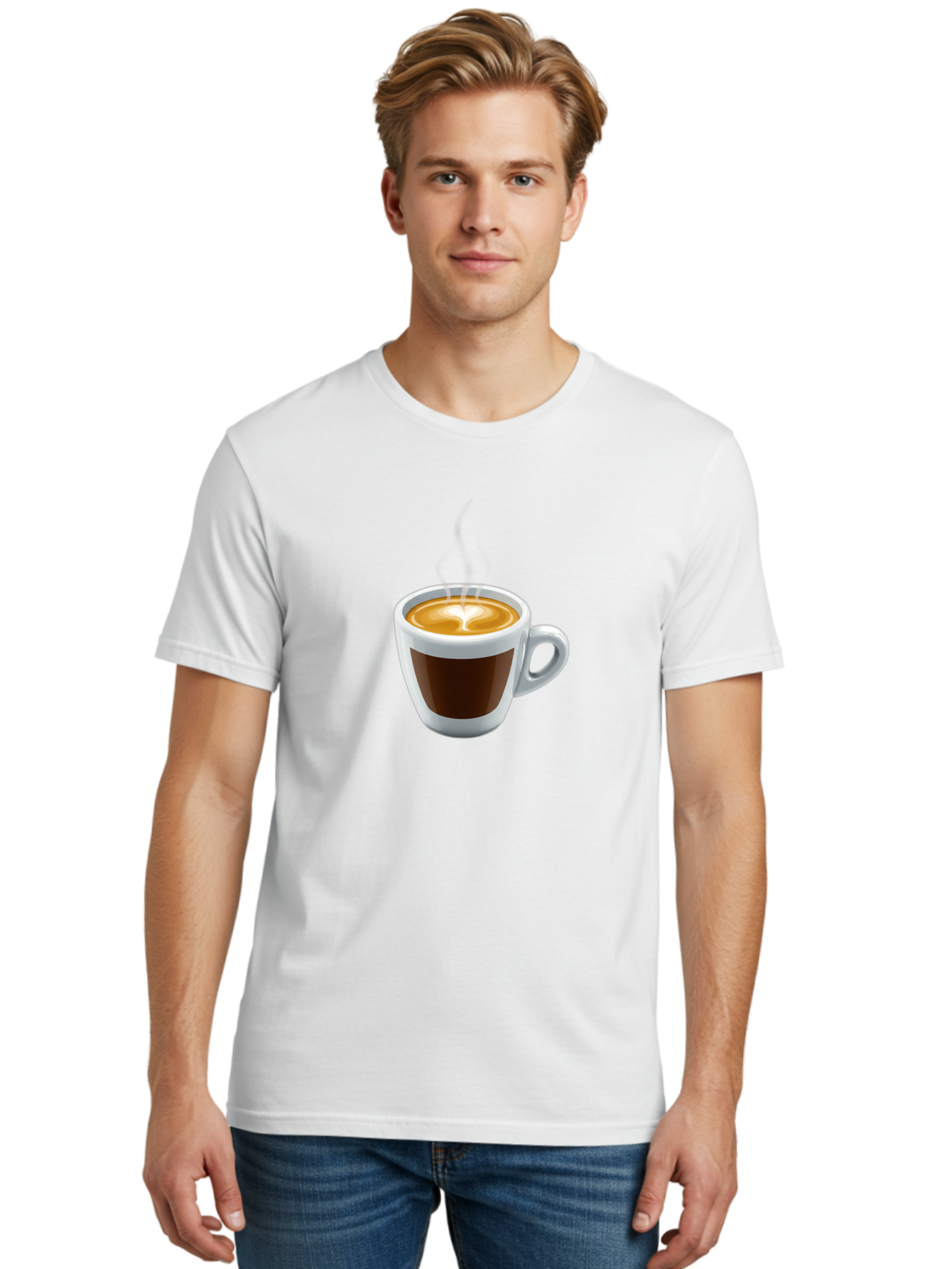 Cup-Of-Coffee-4 Men'S Graphic Tee, 100% Cotton, Comfortable Casual Summer Wear, Machine Washable, Coffee Cup, Espresso, Latte Art, Steaming Hot, Morning Coffee, Caffeine, Coffee Break Bab836