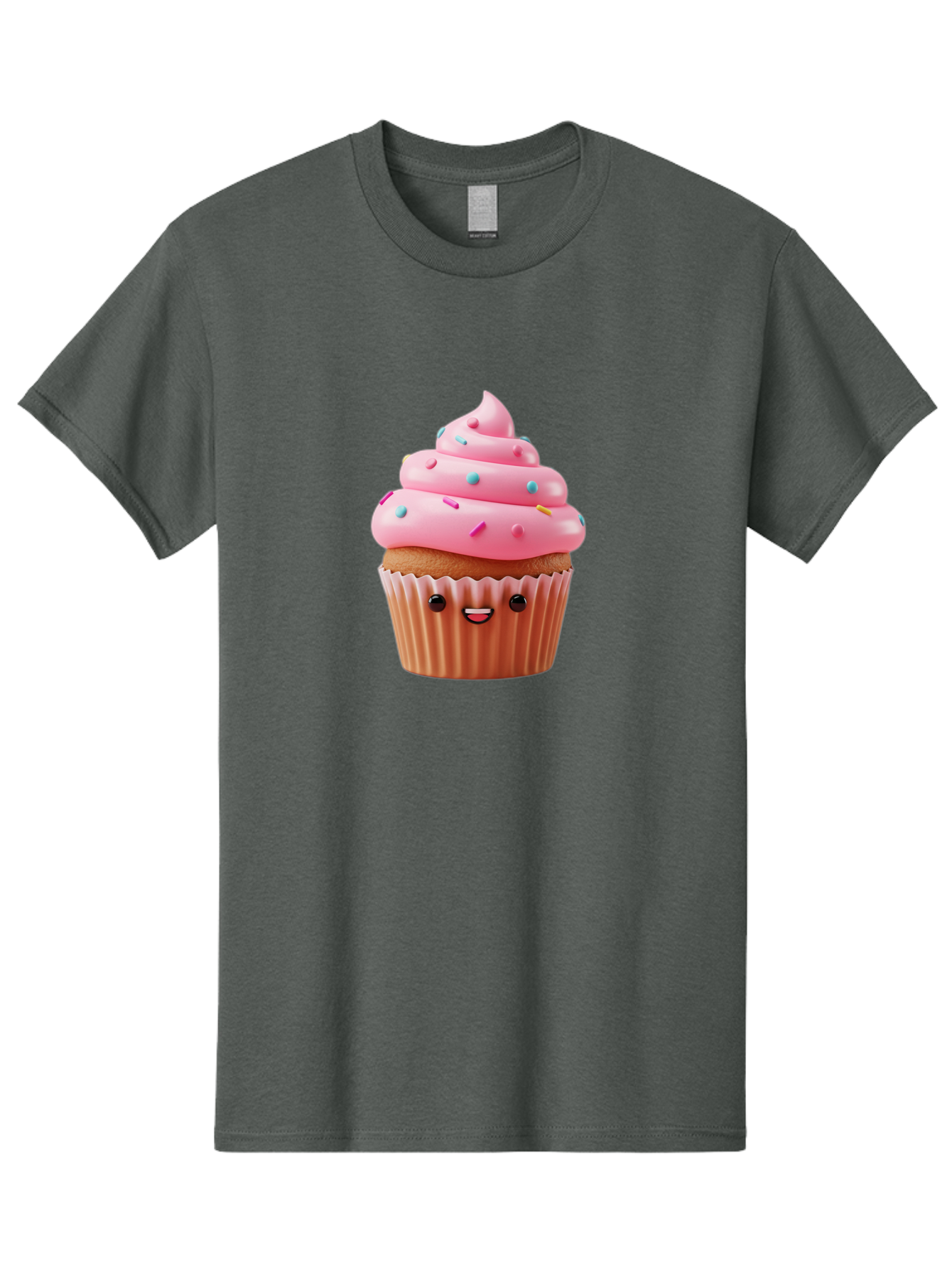 Cupcake Men'S Graphic Tee, 100% Cotton, Comfortable Casual Summer Wear, Machine Washable, Cupcake With Pink Frosting, Sweet Treats, Colorful Sprinkles, Whimsical Design, Happy Face, Dessert Delight, Baked Goods, Cartoon Style Bab843