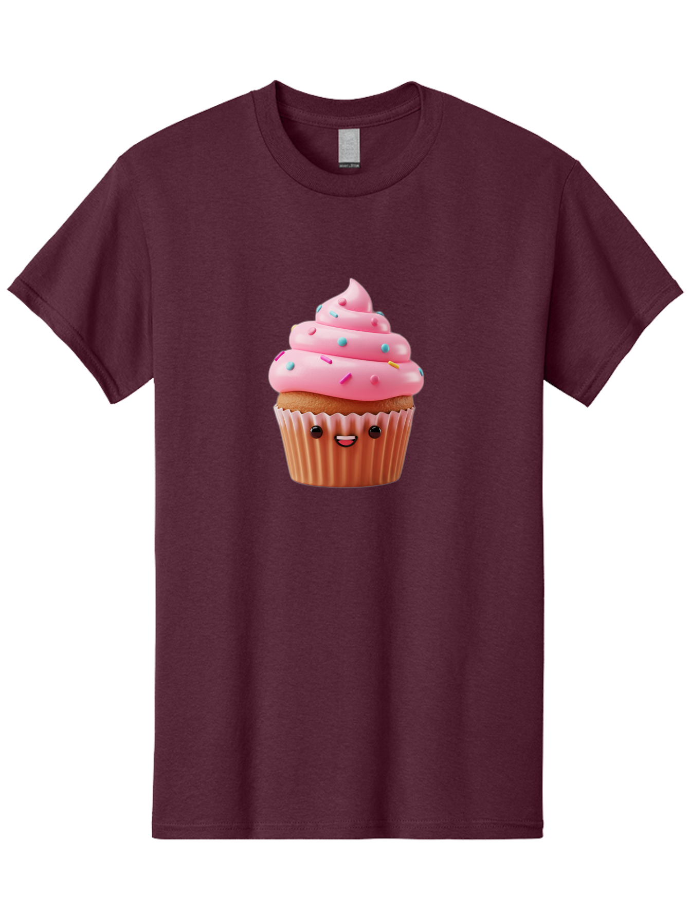 Cupcake Men'S Graphic Tee, 100% Cotton, Comfortable Casual Summer Wear, Machine Washable, Cupcake With Pink Frosting, Sweet Treats, Colorful Sprinkles, Whimsical Design, Happy Face, Dessert Delight, Baked Goods, Cartoon Style Bab843