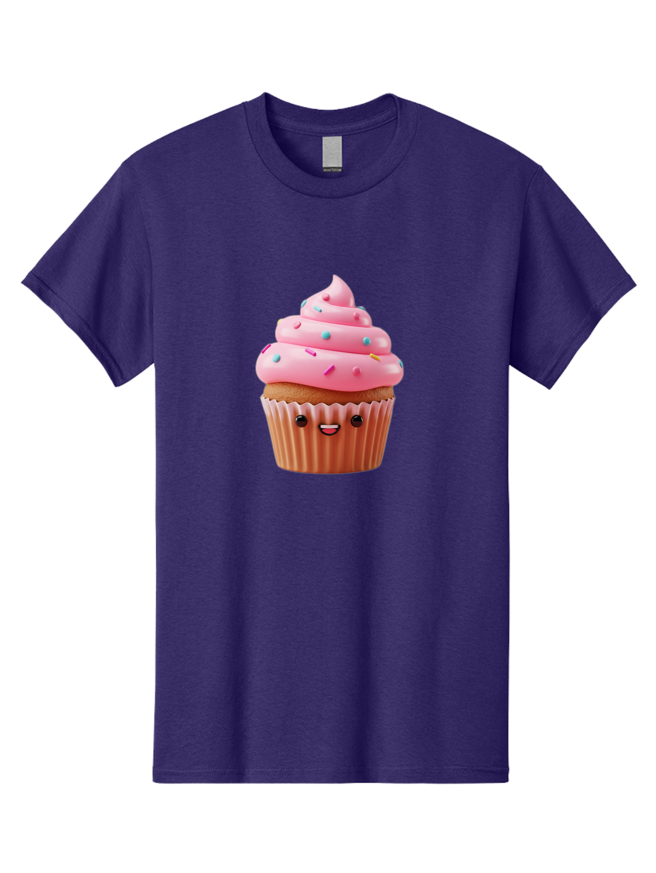 Cupcake Men'S Graphic Tee, 100% Cotton, Comfortable Casual Summer Wear, Machine Washable, Cupcake With Pink Frosting, Sweet Treats, Colorful Sprinkles, Whimsical Design, Happy Face, Dessert Delight, Baked Goods, Cartoon Style Bab843